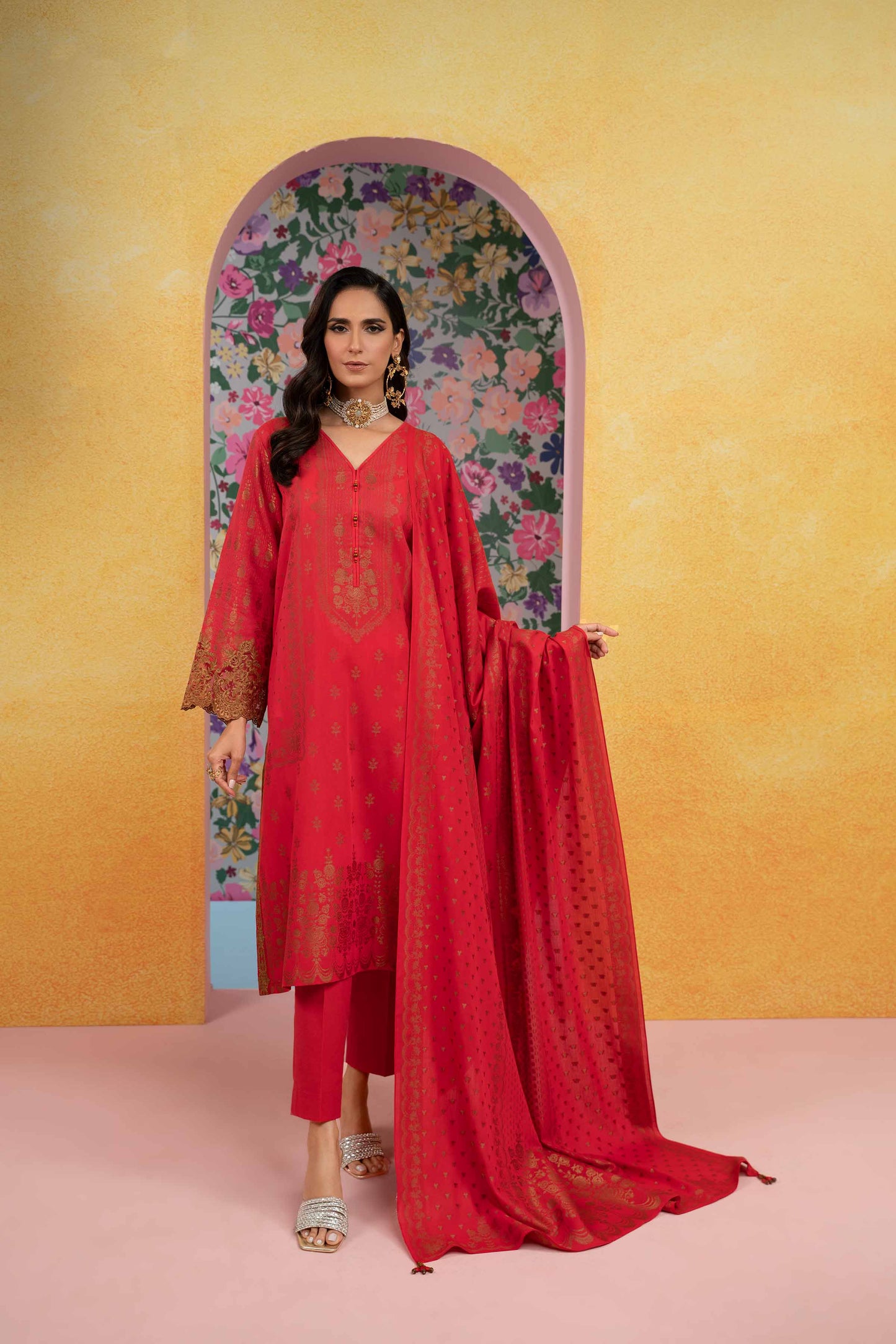 Nishat Linen - 3 Piece - Embroidered Jacquard Suit - 42301777