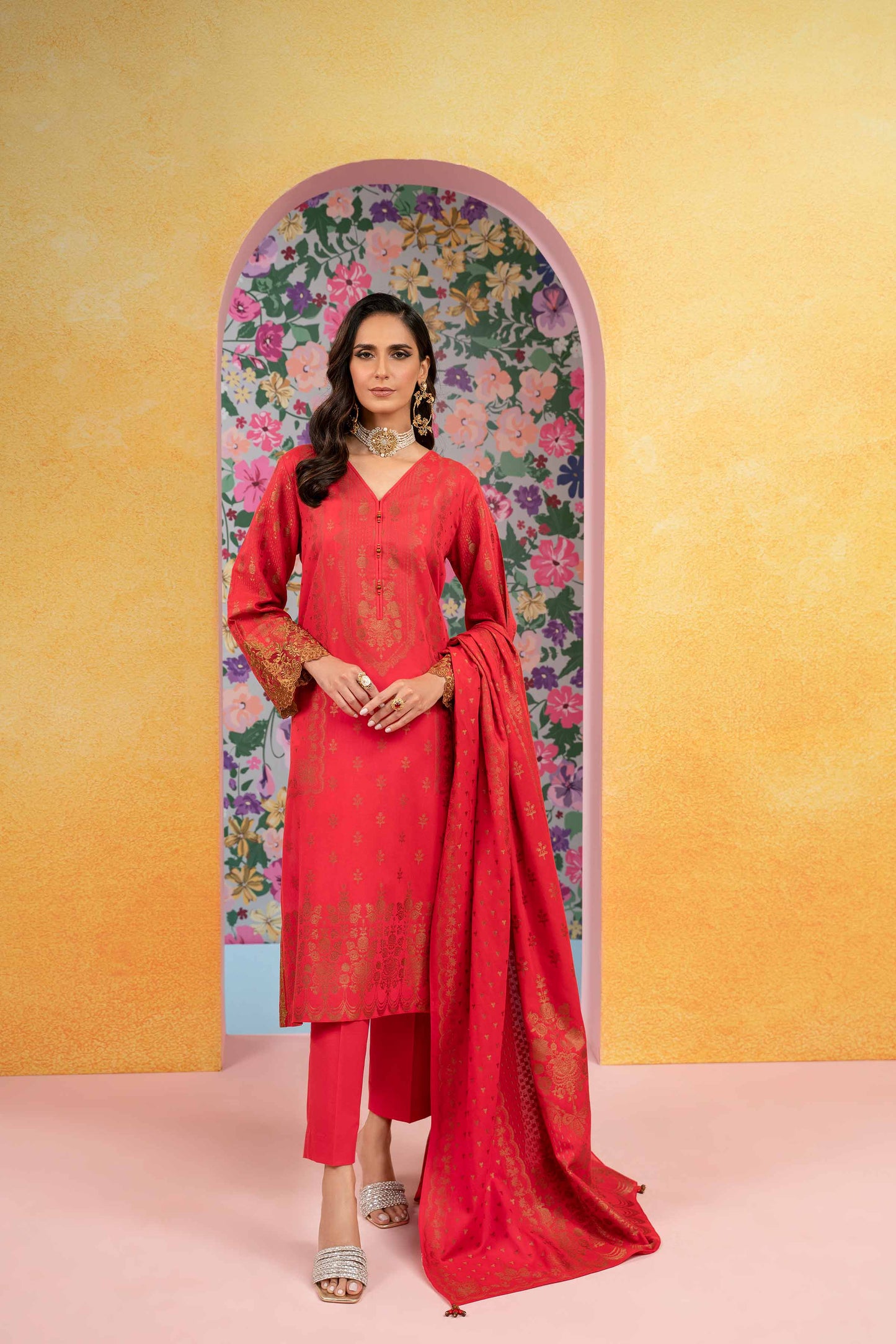 Nishat Linen - 3 Piece - Embroidered Jacquard Suit - 42301777