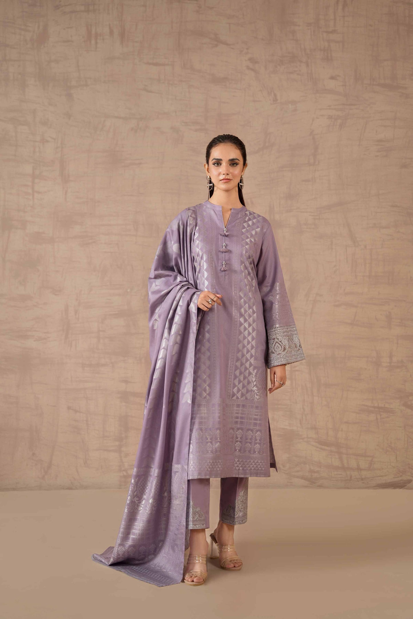 Nishat Linen - 3 Piece - Embroidered Jacquard Suit - 42301911