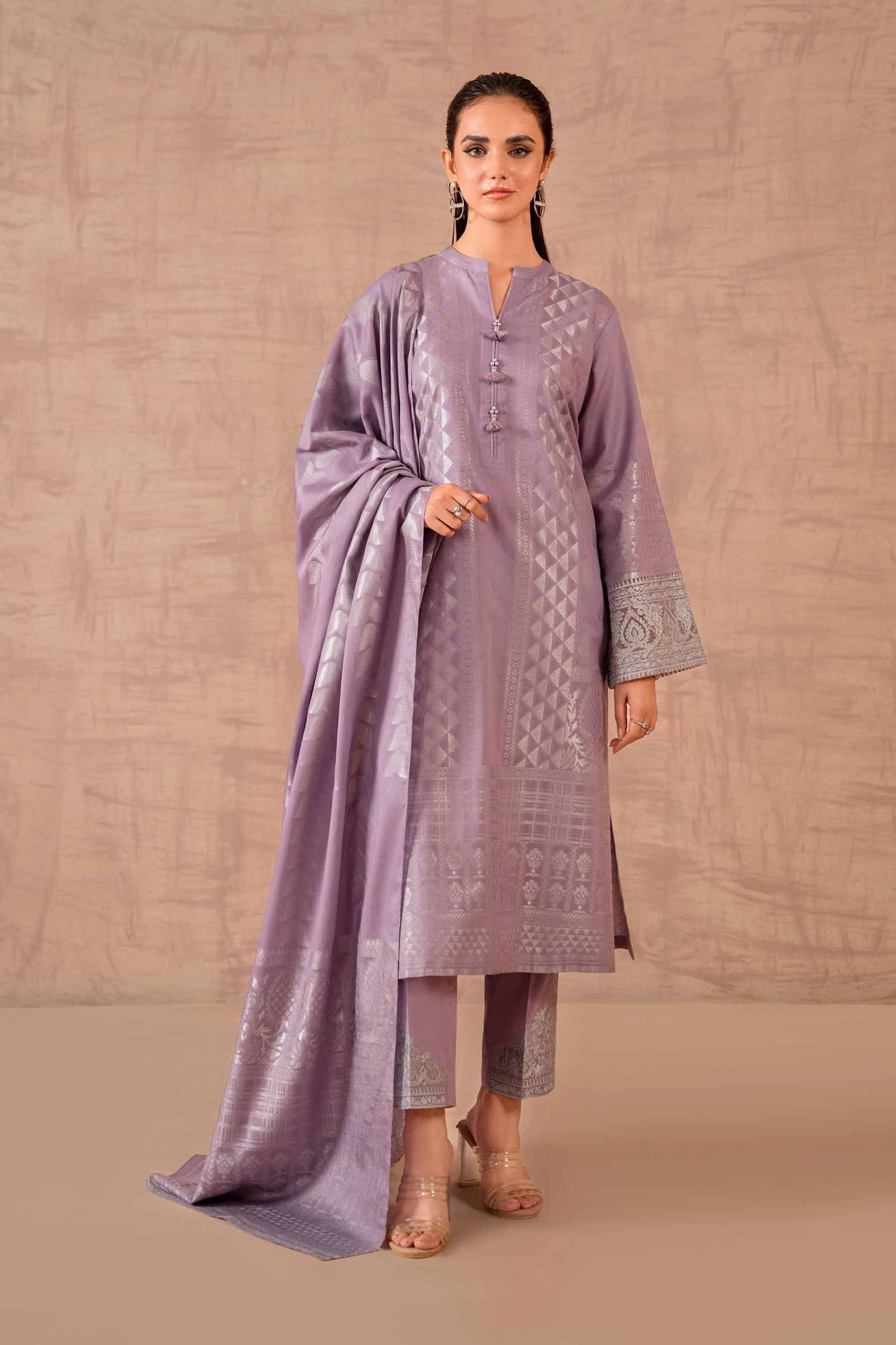 Nishat Linen - 3 Piece - Embroidered Jacquard Suit - 42301911