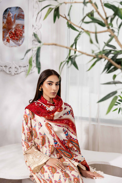 Nishat Linen - 3 Piece - Printed Embroidered Suit - 42303011