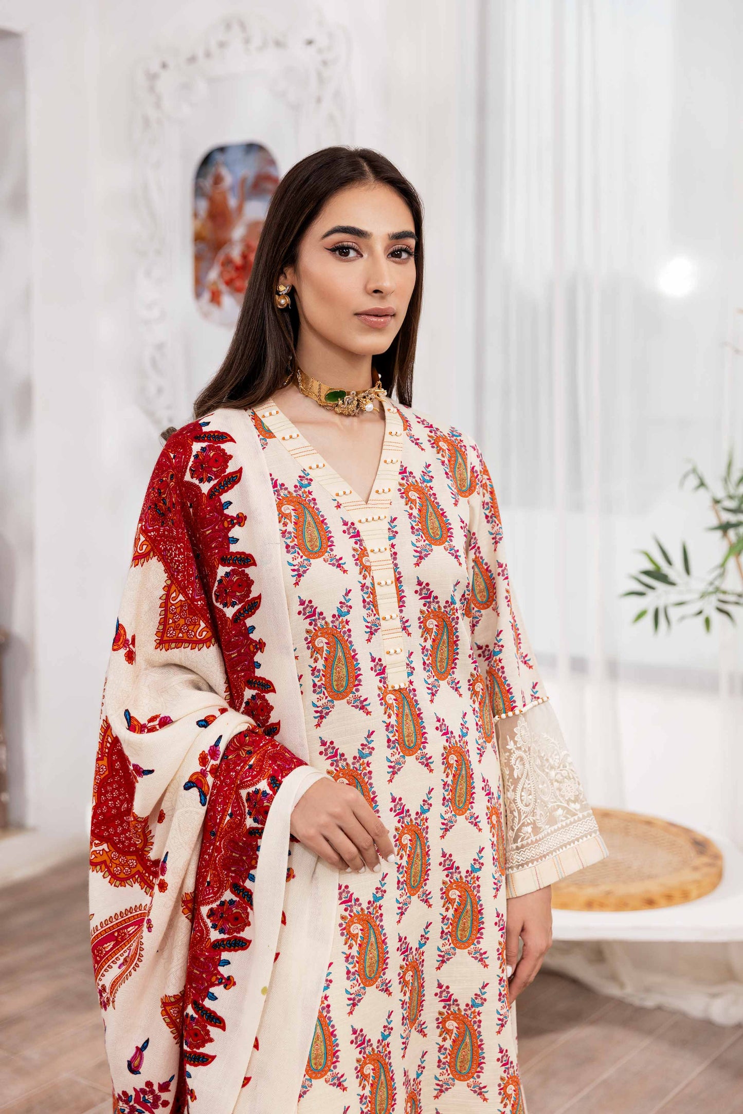 Nishat Linen - 3 Piece - Printed Embroidered Suit - 42303011