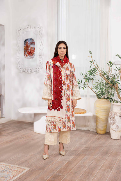 Nishat Linen - 3 Piece - Printed Embroidered Suit - 42303011