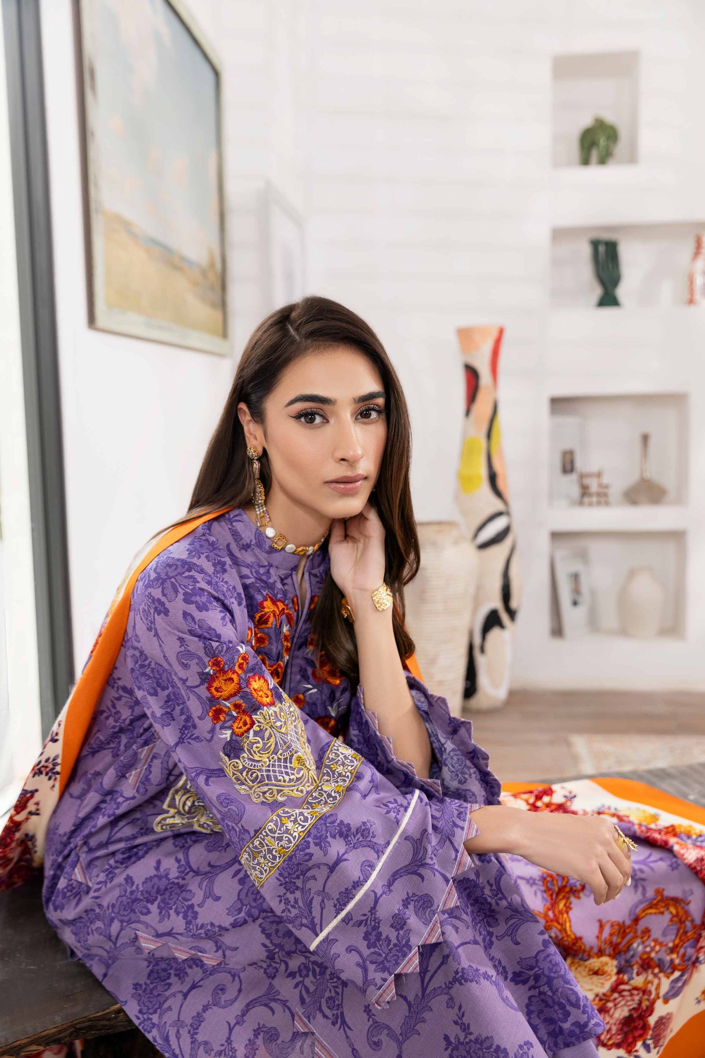 Nishat Linen - 3 Piece - Printed Embroidered Suit - 42303012