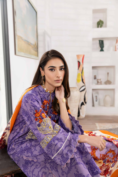 Nishat Linen - 3 Piece - Printed Embroidered Suit - 42303012