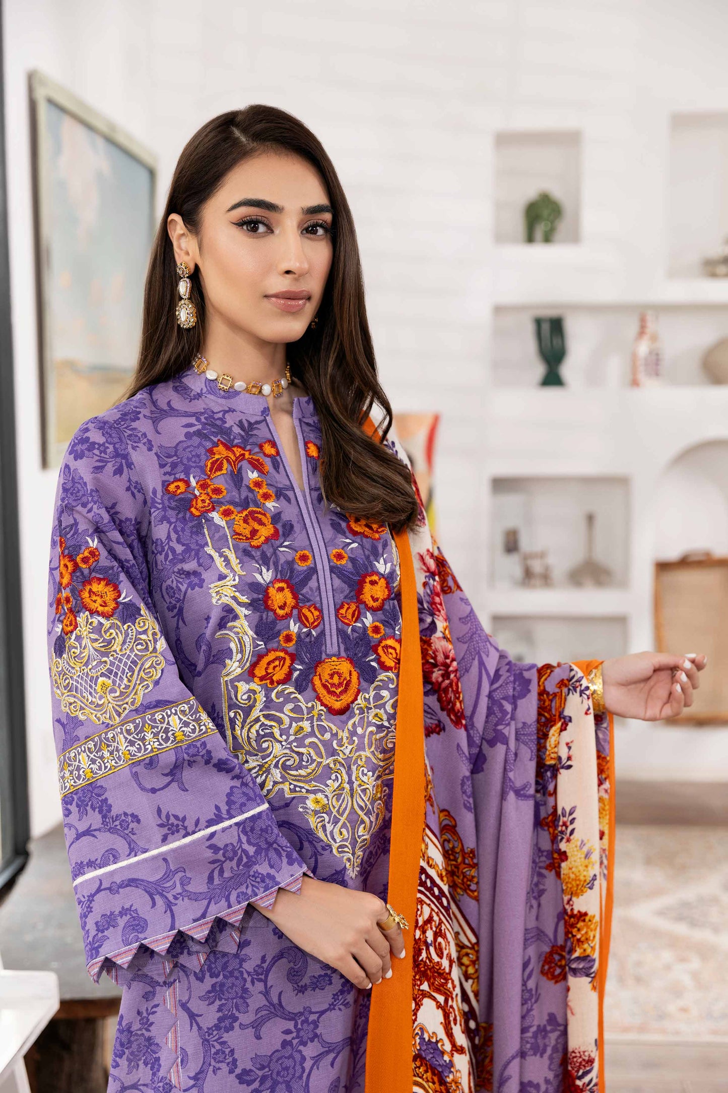 Nishat Linen - 3 Piece - Printed Embroidered Suit - 42303012