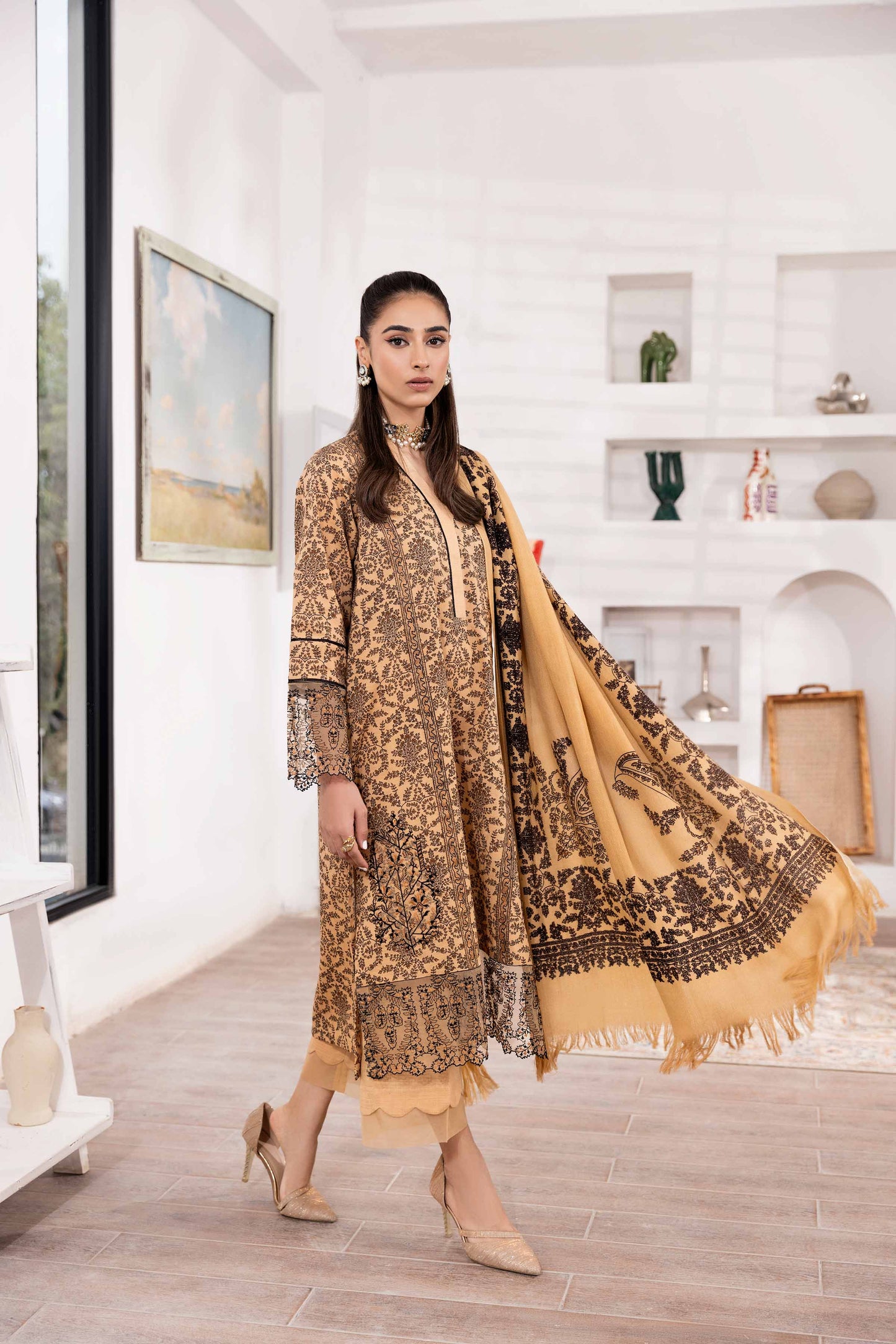 Nishat Linen - 3 Piece - Printed Embroidered Suit - 42303014