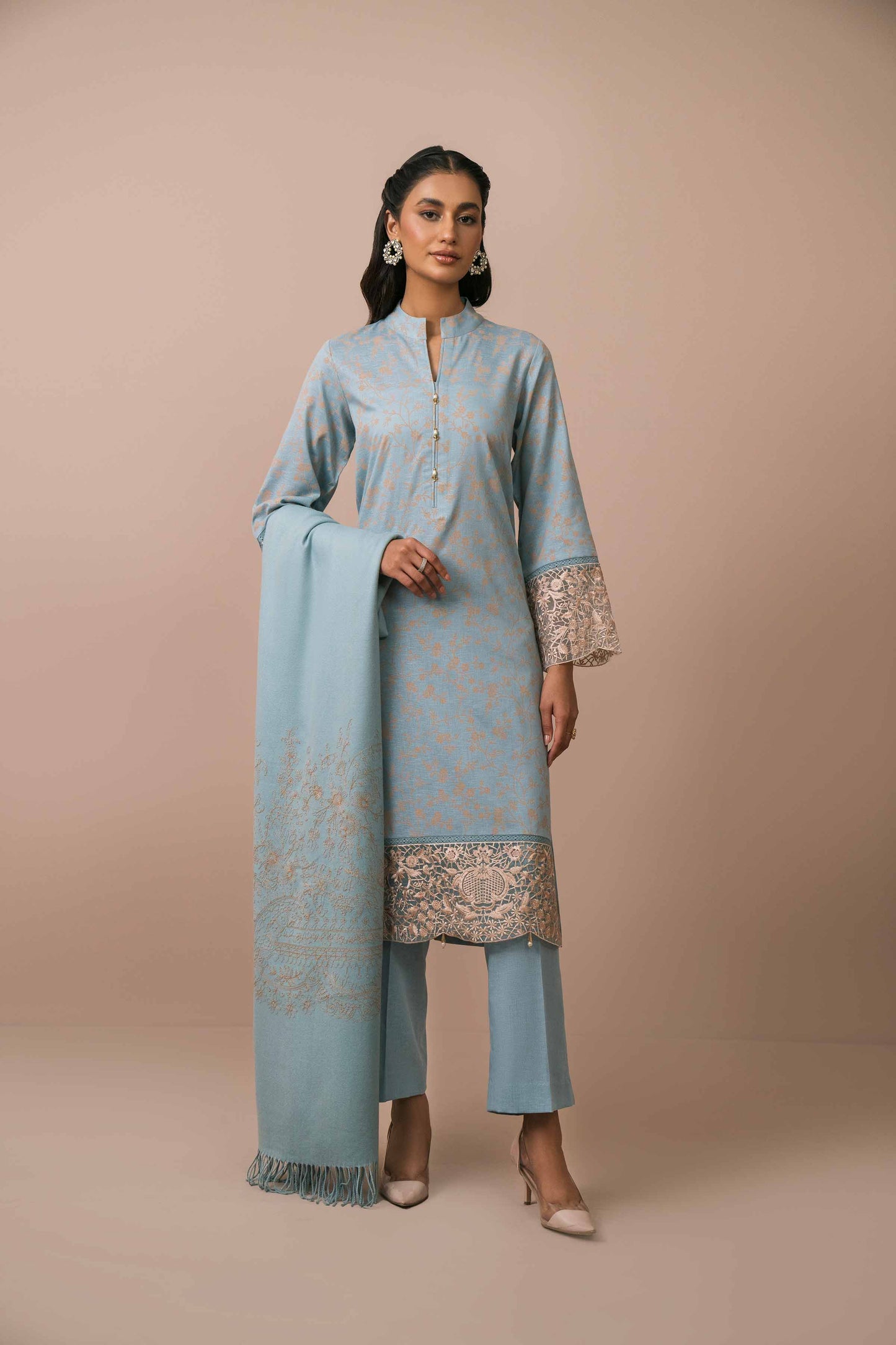 Nishat Linen - 3 Piece - Printed Embroidered Suit - 42303071