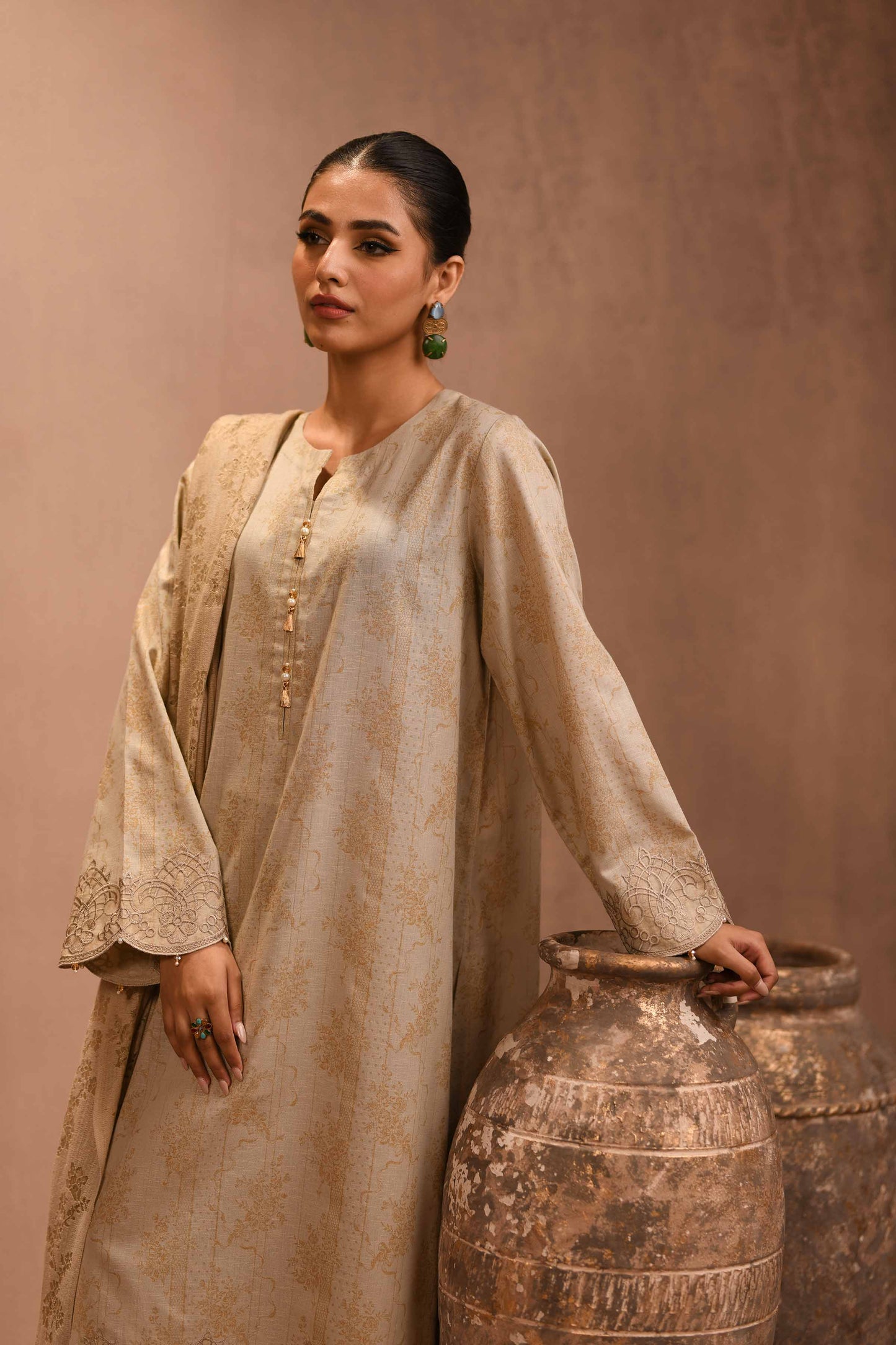 Nishat Linen - 3 Piece - Printed Embellished Suit - 42303095