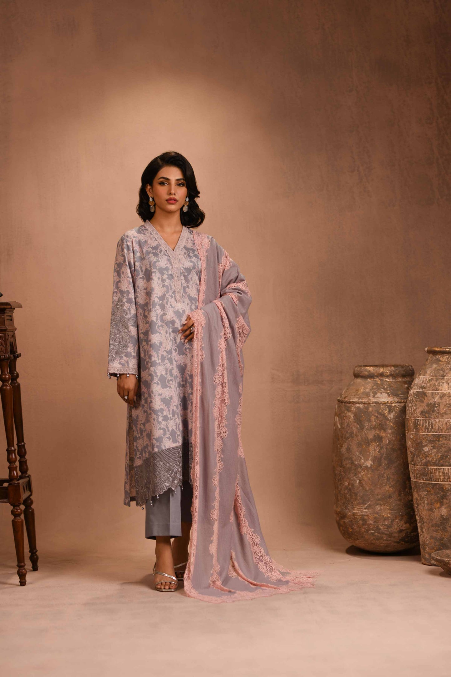 Nishat Linen - 3 Piece - Printed Embellished Suit - 42303096