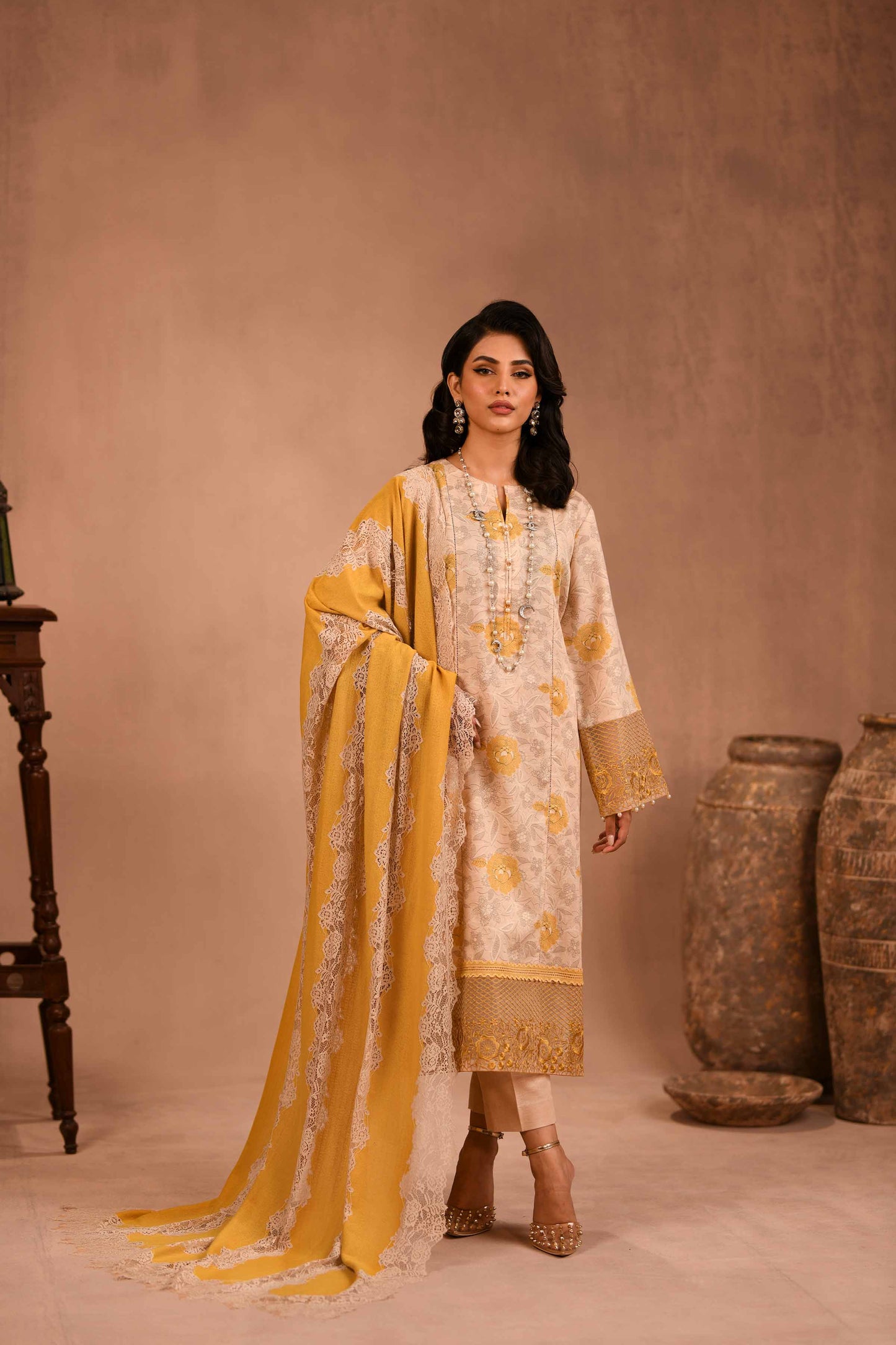 Nishat Linen - 3 Piece - Printed Embellished Suit - 42303098