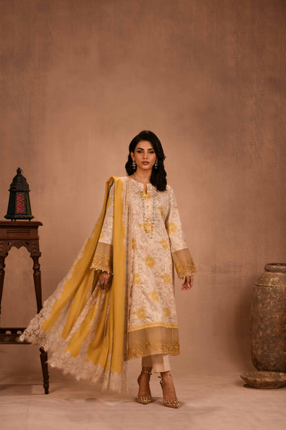 Nishat Linen - 3 Piece - Printed Embellished Suit - 42303098