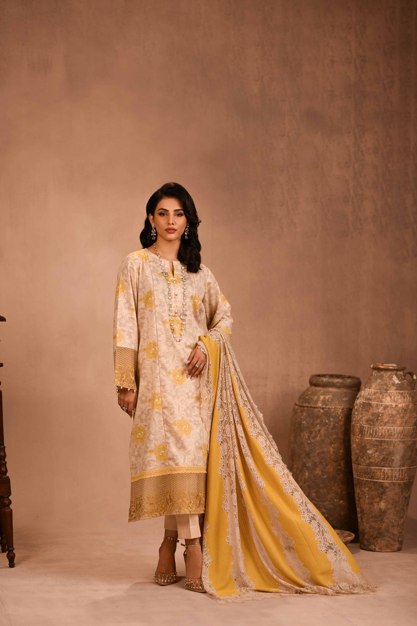 Nishat Linen - 3 Piece - Printed Embellished Suit - 42303098