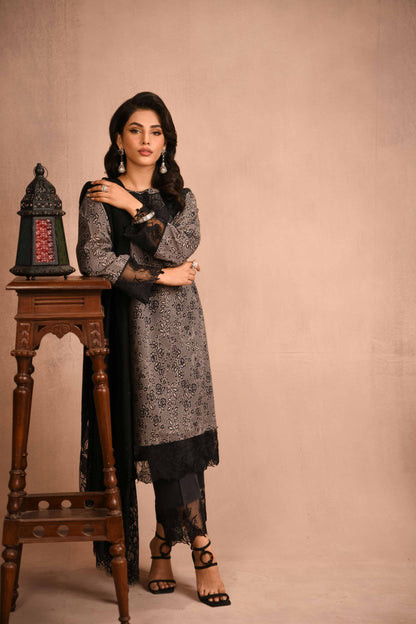 Nishat Linen - 3 Piece - Printed Embellished Suit - 42303100