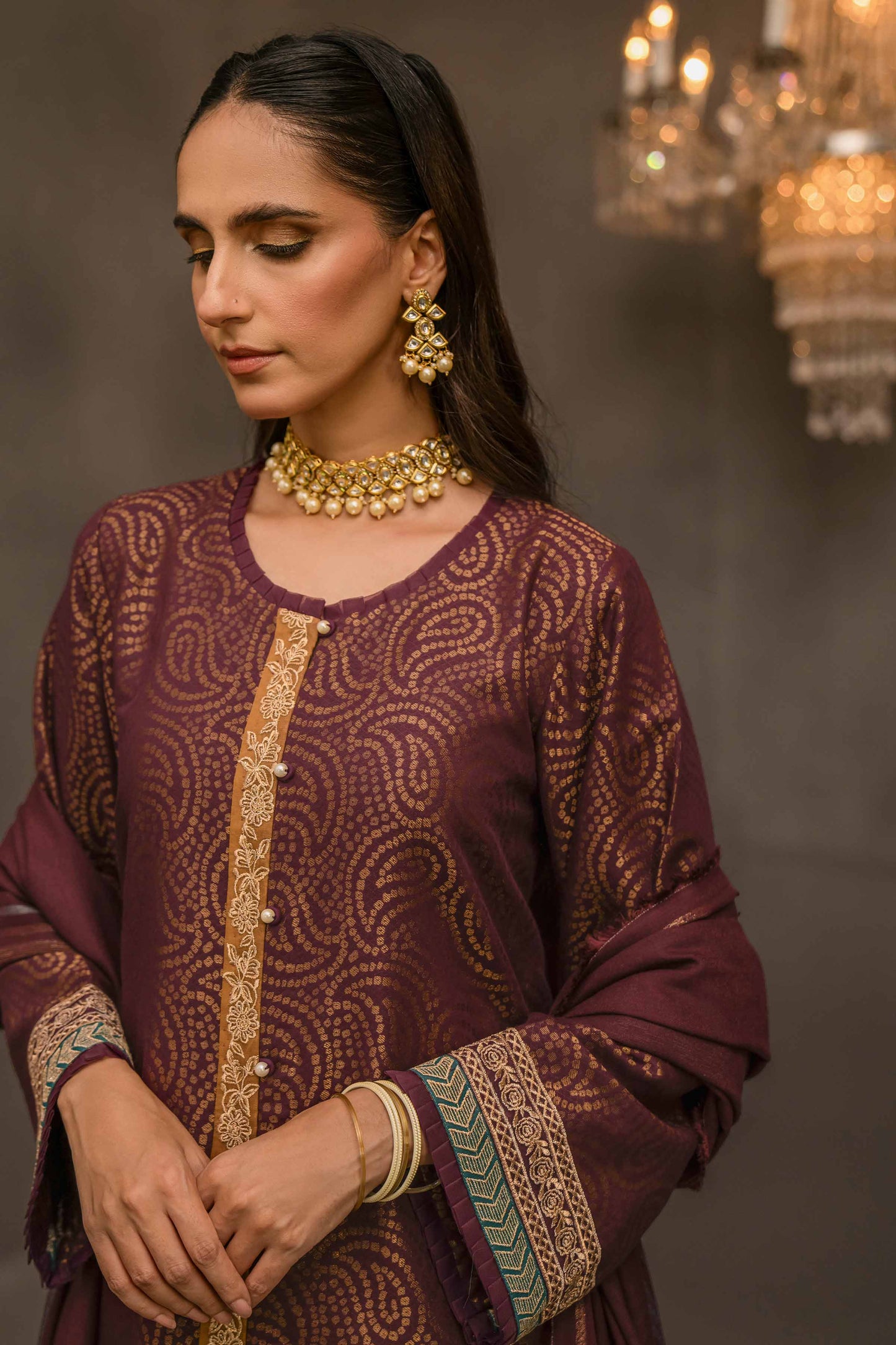 Nishat Linen - 3 Piece - Embellished Jacquard Suit - 42303111