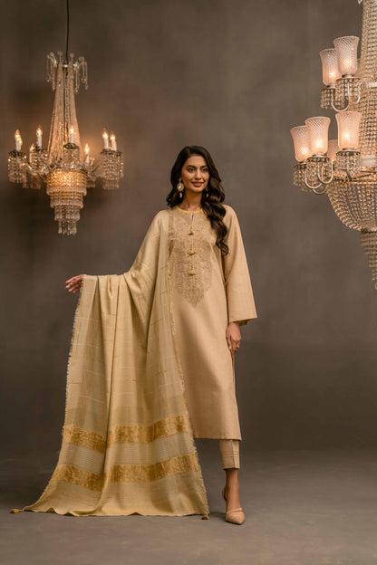 Nishat Linen - 3 Piece - Embellished Jacquard Suit - 42303115