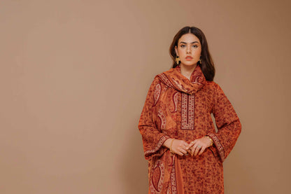 Nishat Linen - 3 Piece - Printed Embroidered Suit - 42303136