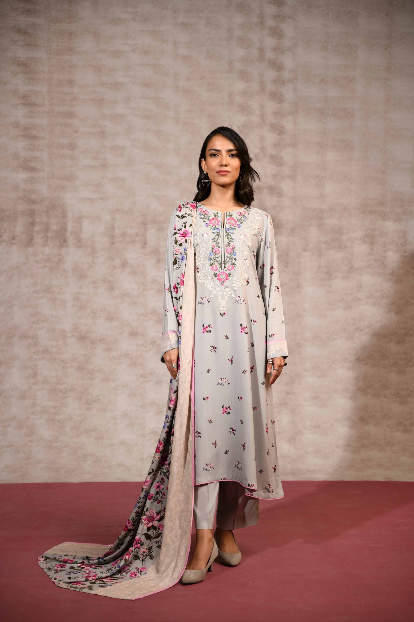 Nishat Linen - 3 Piece - Printed Embroidered Suit - 42303174