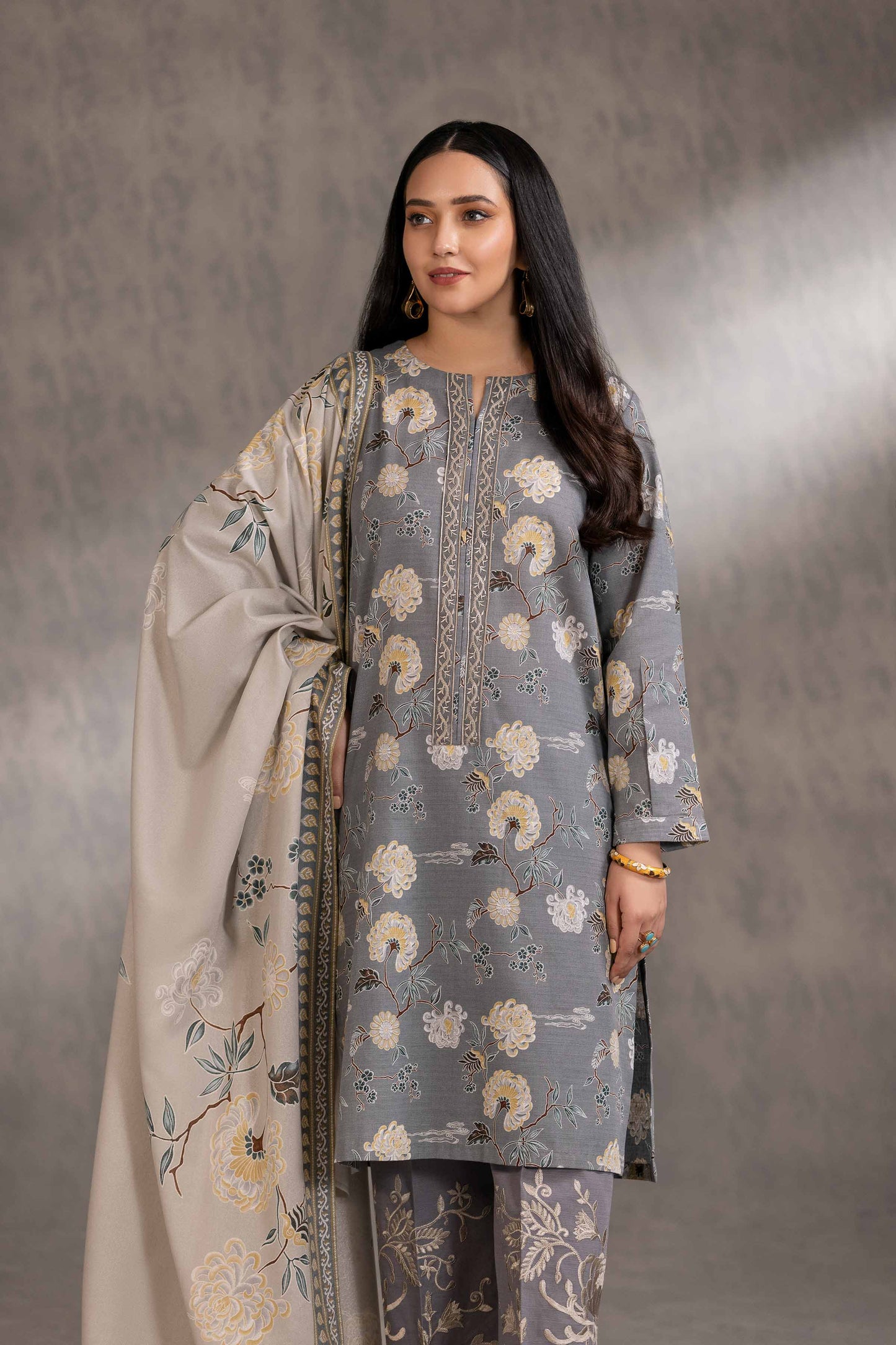 Nishat Linen - 3 Piece - Printed Embroidered Suit - 42303211