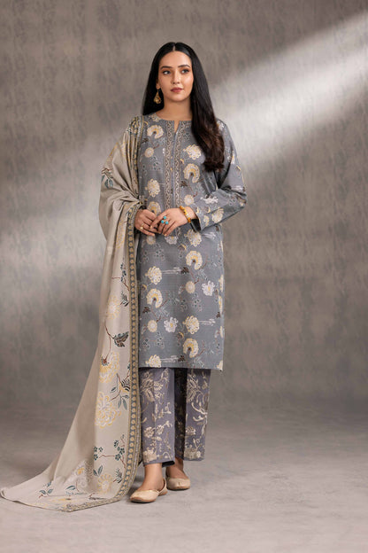 Nishat Linen - 3 Piece - Printed Embroidered Suit - 42303211