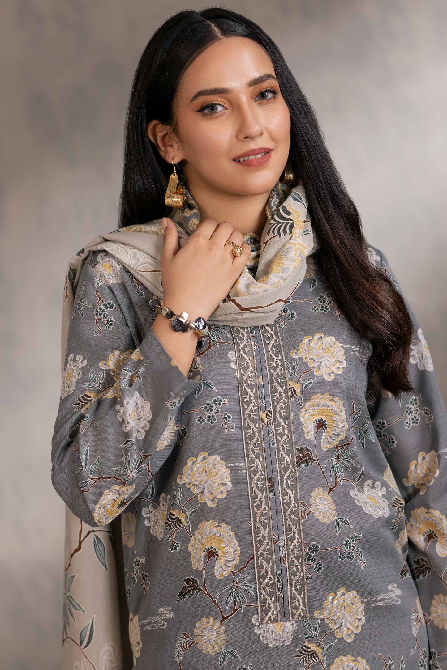 Nishat Linen - 3 Piece - Printed Embroidered Suit - 42303211