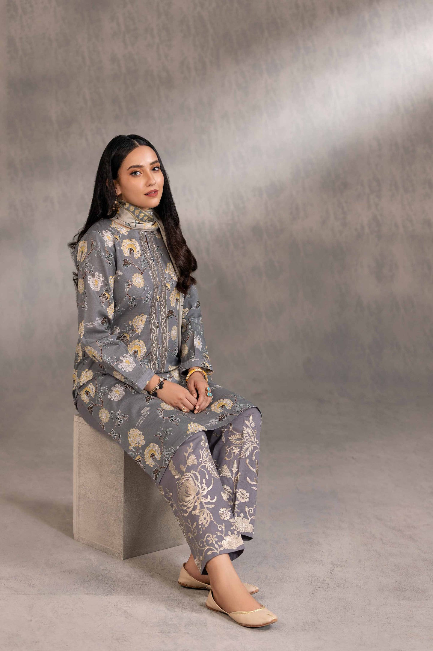 Nishat Linen - 3 Piece - Printed Embroidered Suit - 42303211