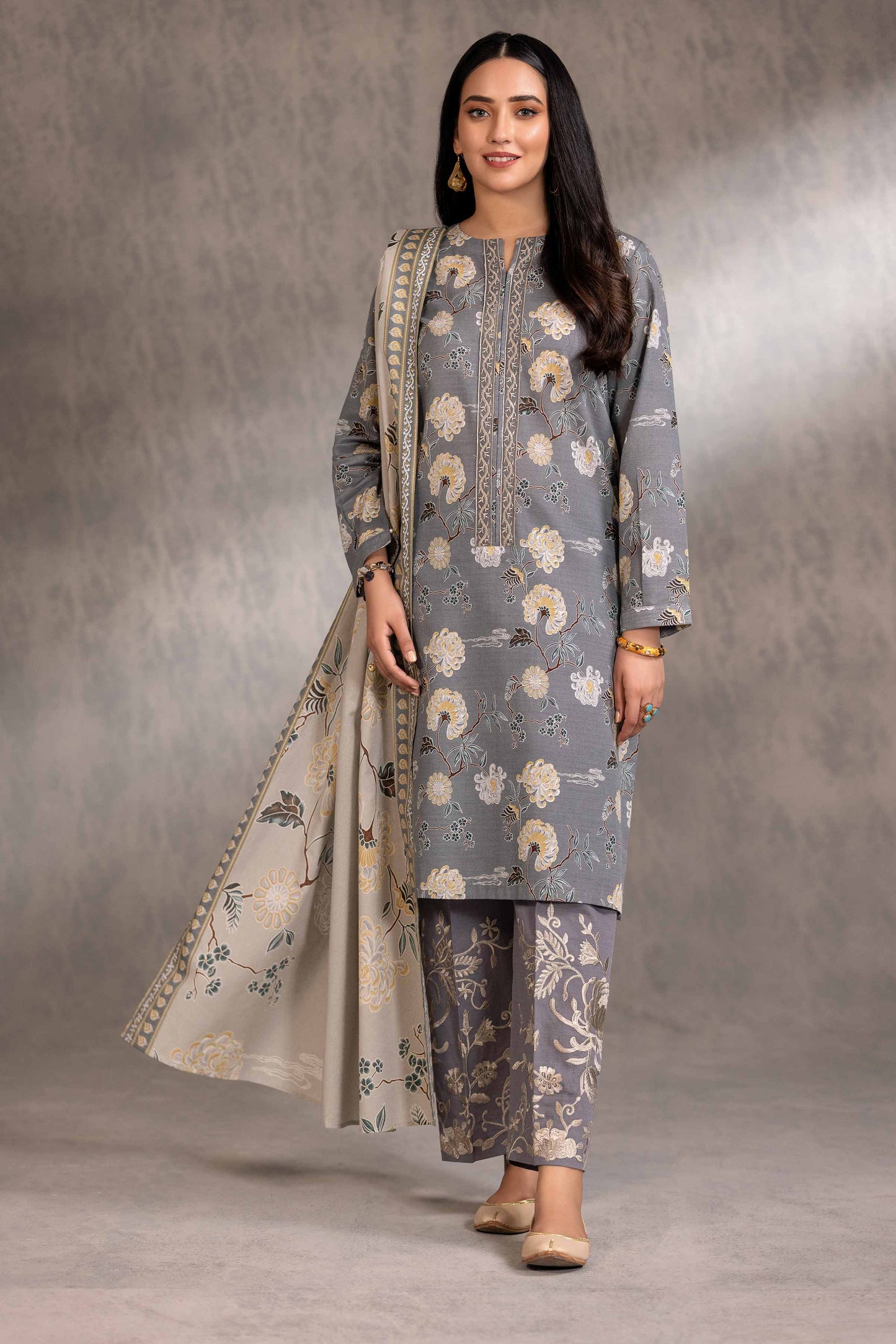 Nishat Linen - 3 Piece - Printed Embroidered Suit - 42303211