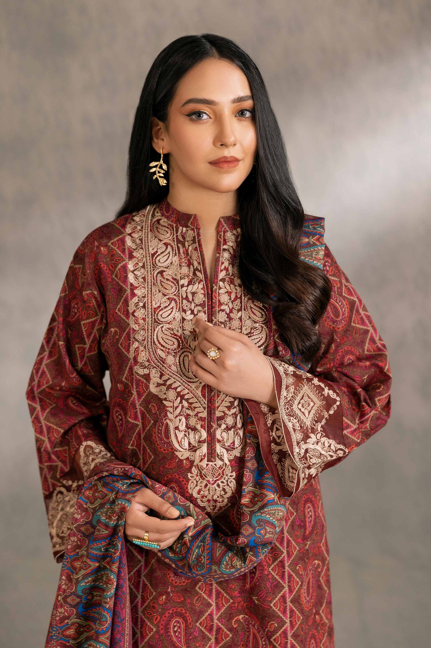 Nishat Linen - 3 Piece - Printed Embroidered Suit - 42303213