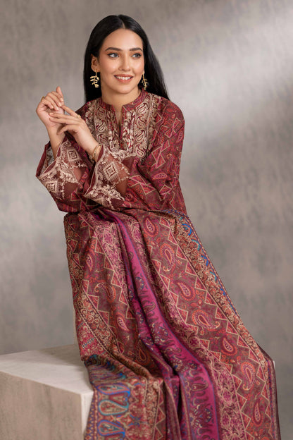 Nishat Linen - 3 Piece - Printed Embroidered Suit - 42303213