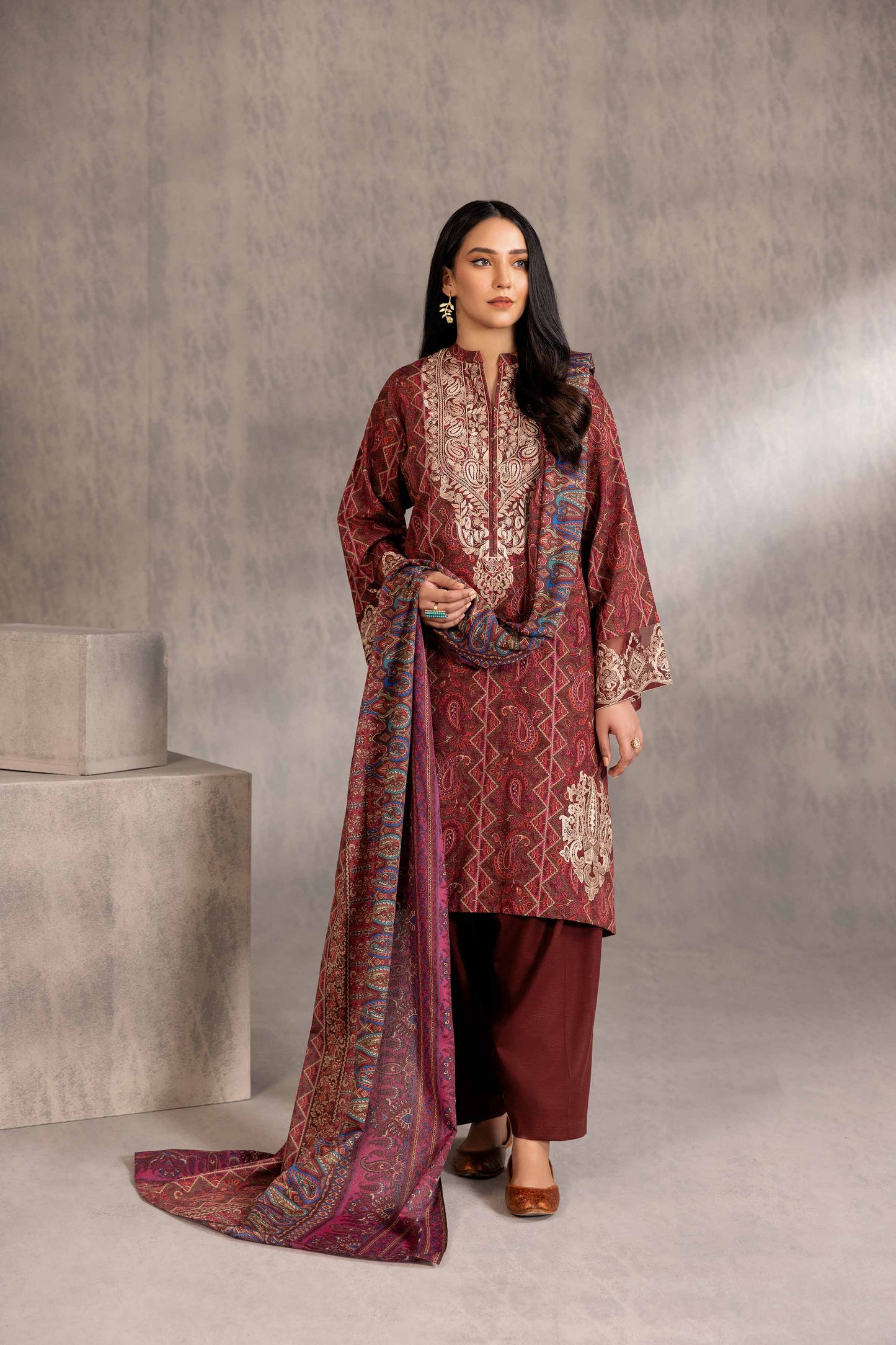 Nishat Linen - 3 Piece - Printed Embroidered Suit - 42303213