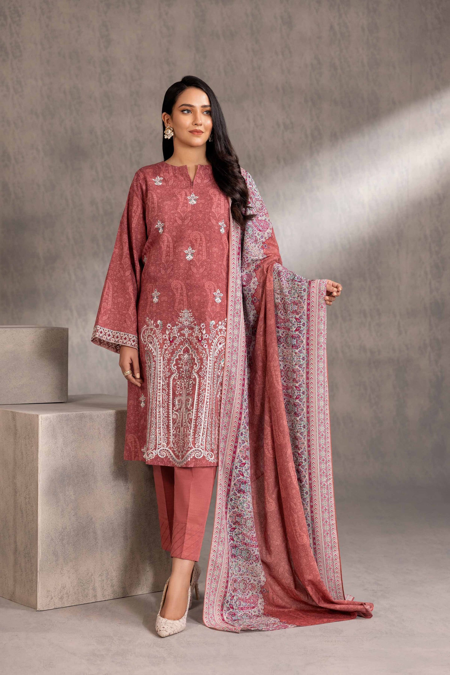 Nishat Linen - 3 Piece - Printed Embroidered Suit - 42303214