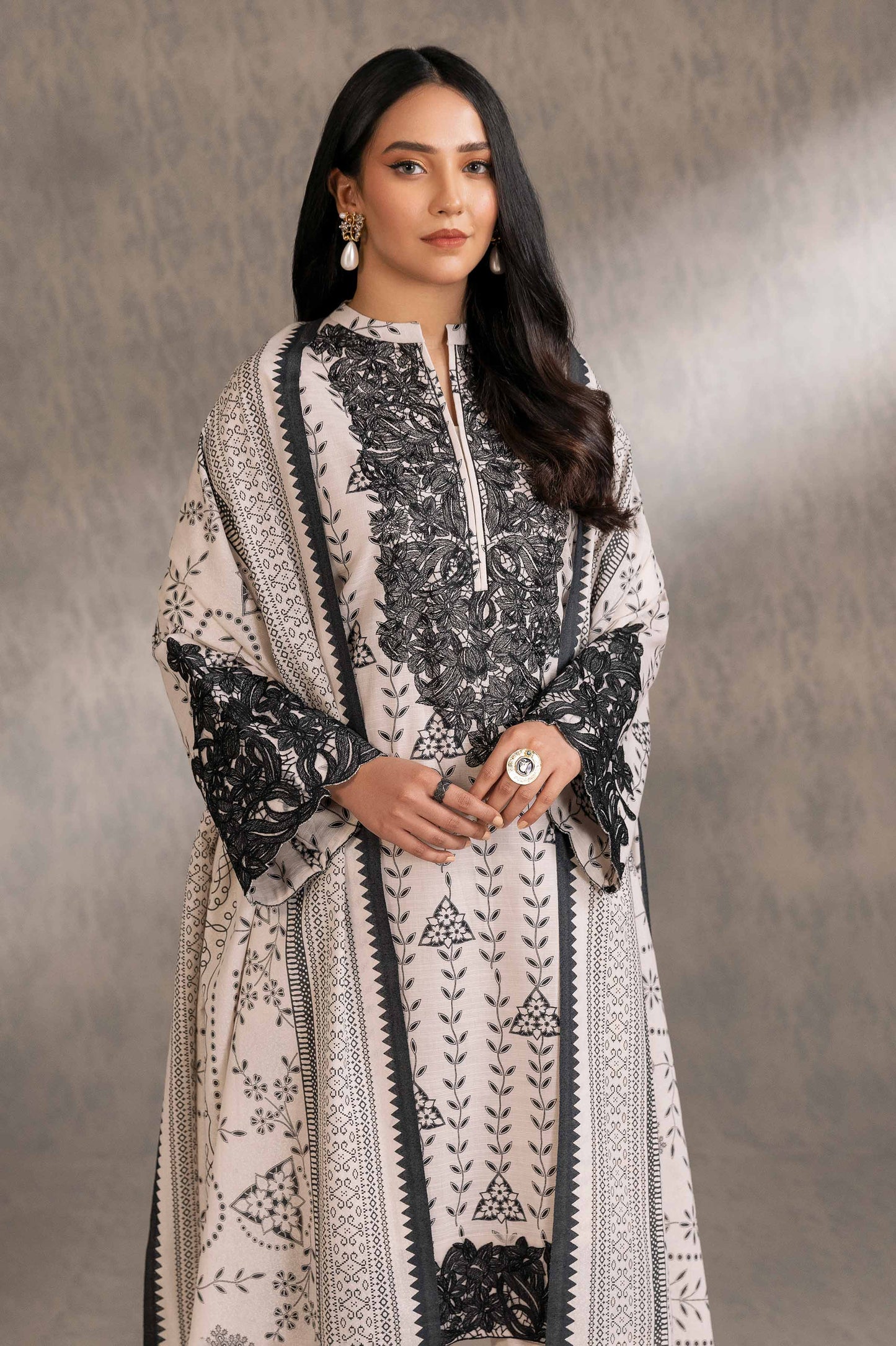 Nishat Linen - 3 Piece - Printed Embroidered Suit - 42303215