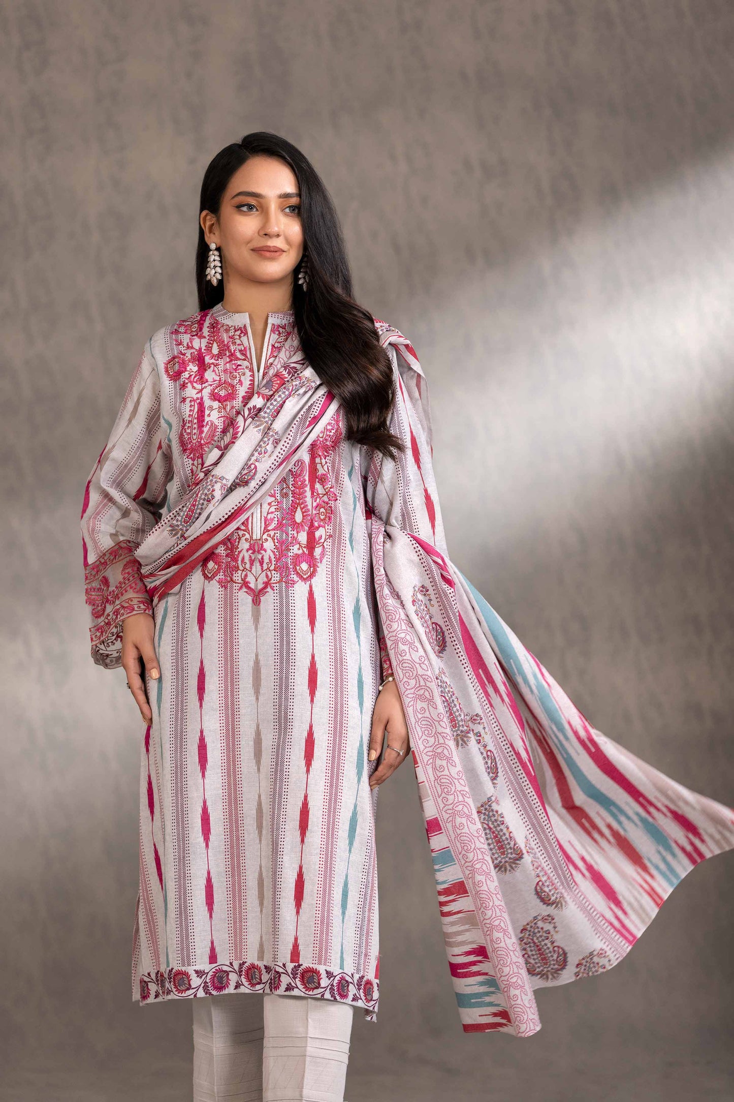 Nishat Linen - 3 Piece - Printed Embroidered Suit - 42303217