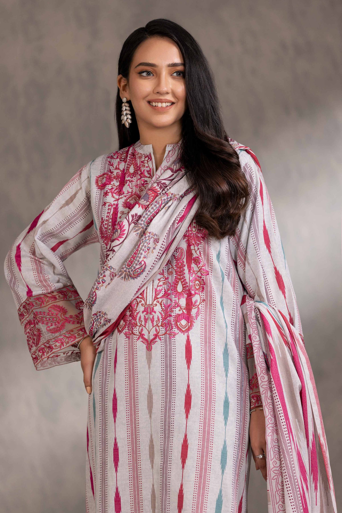 Nishat Linen - 3 Piece - Printed Embroidered Suit - 42303217