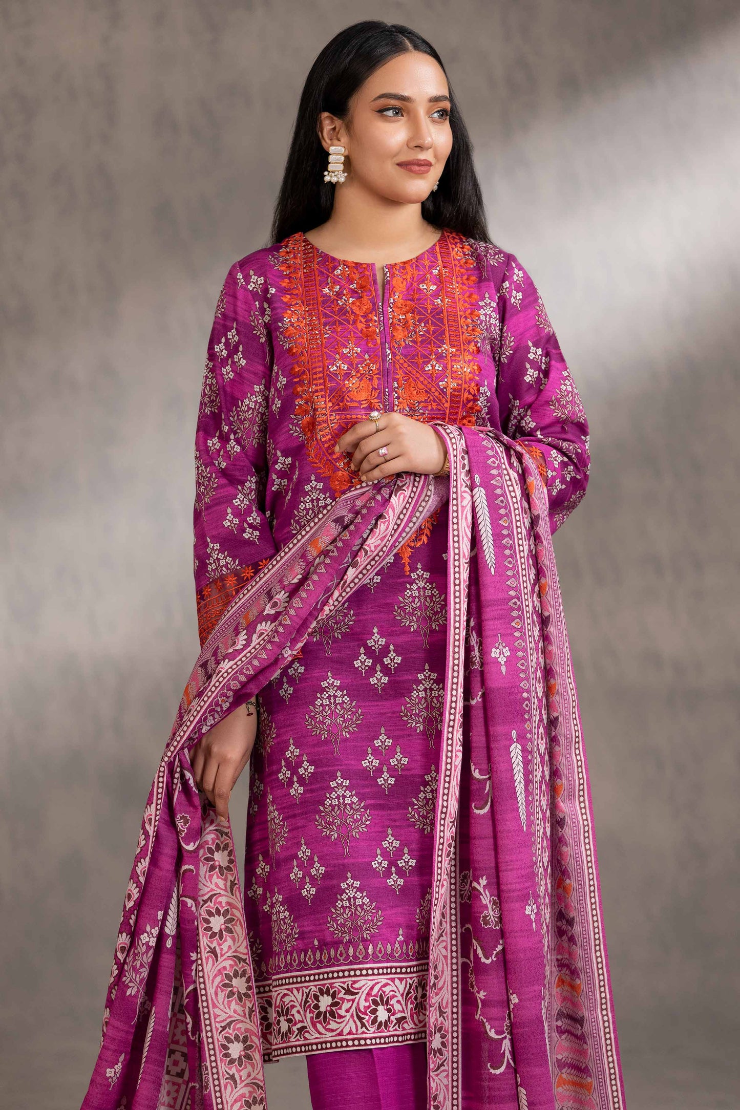 Nishat Linen - 3 Piece - Printed Embroidered Suit - 42303218