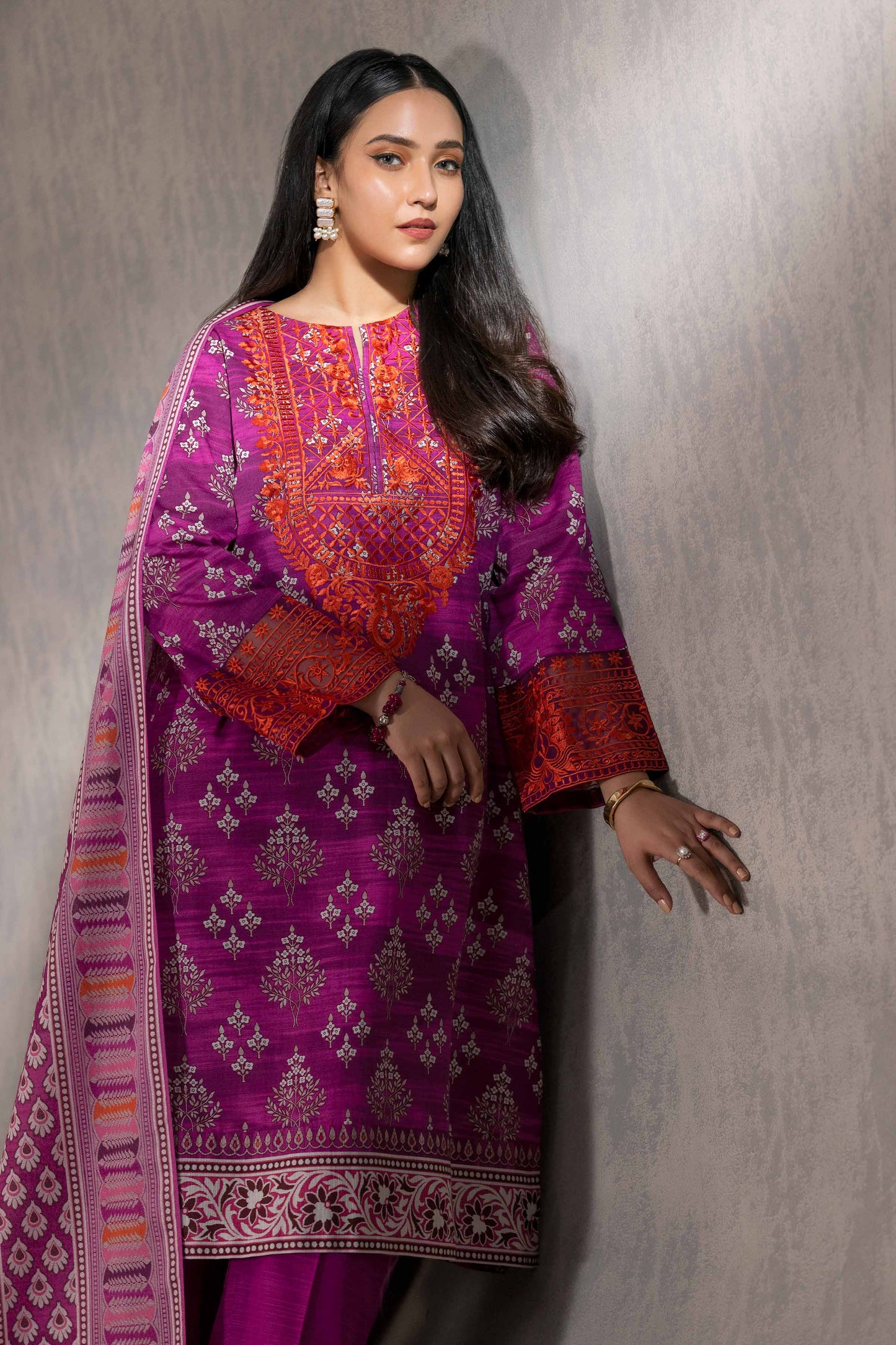 Nishat Linen - 3 Piece - Printed Embroidered Suit - 42303218