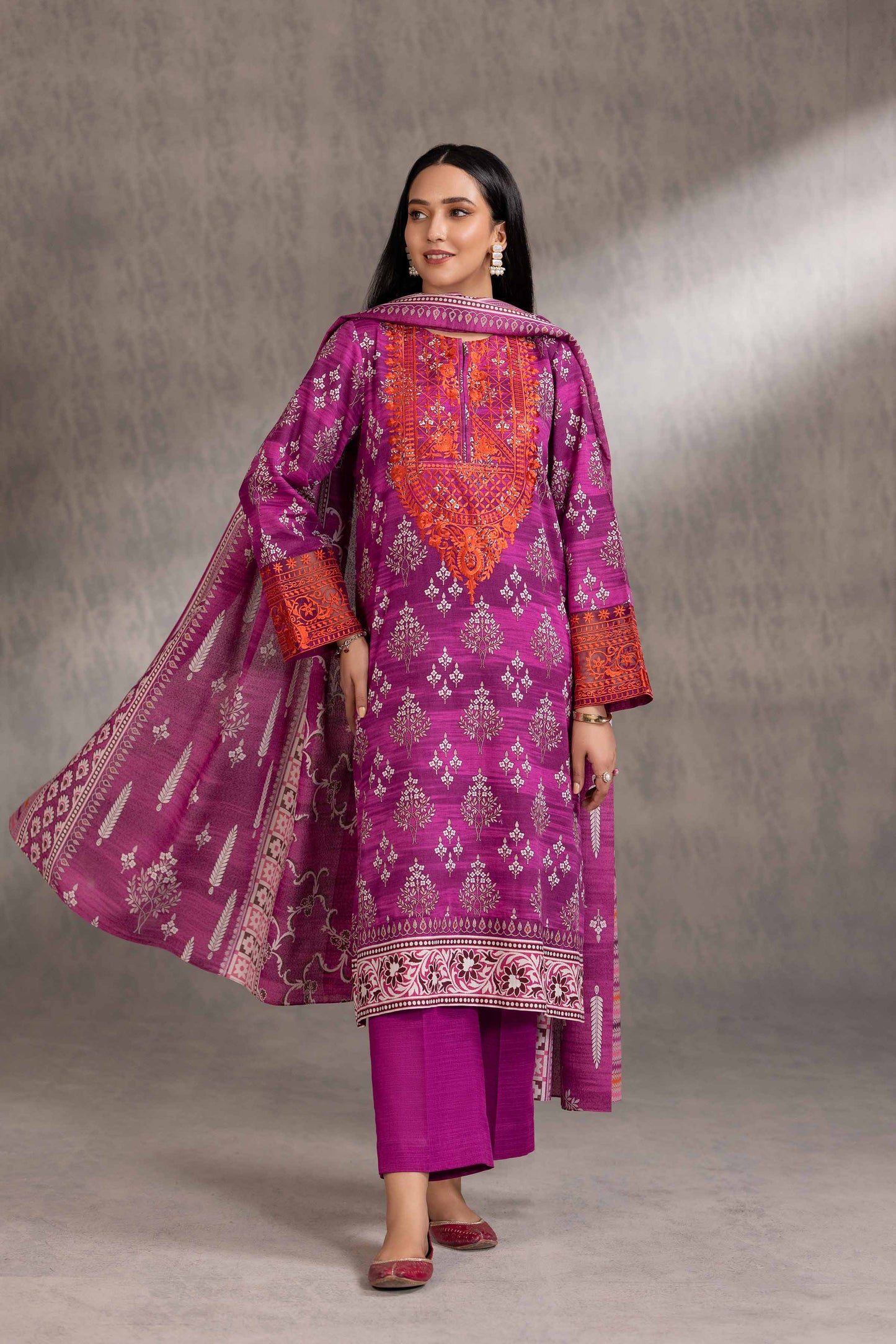 Nishat Linen - 3 Piece - Printed Embroidered Suit - 42303218