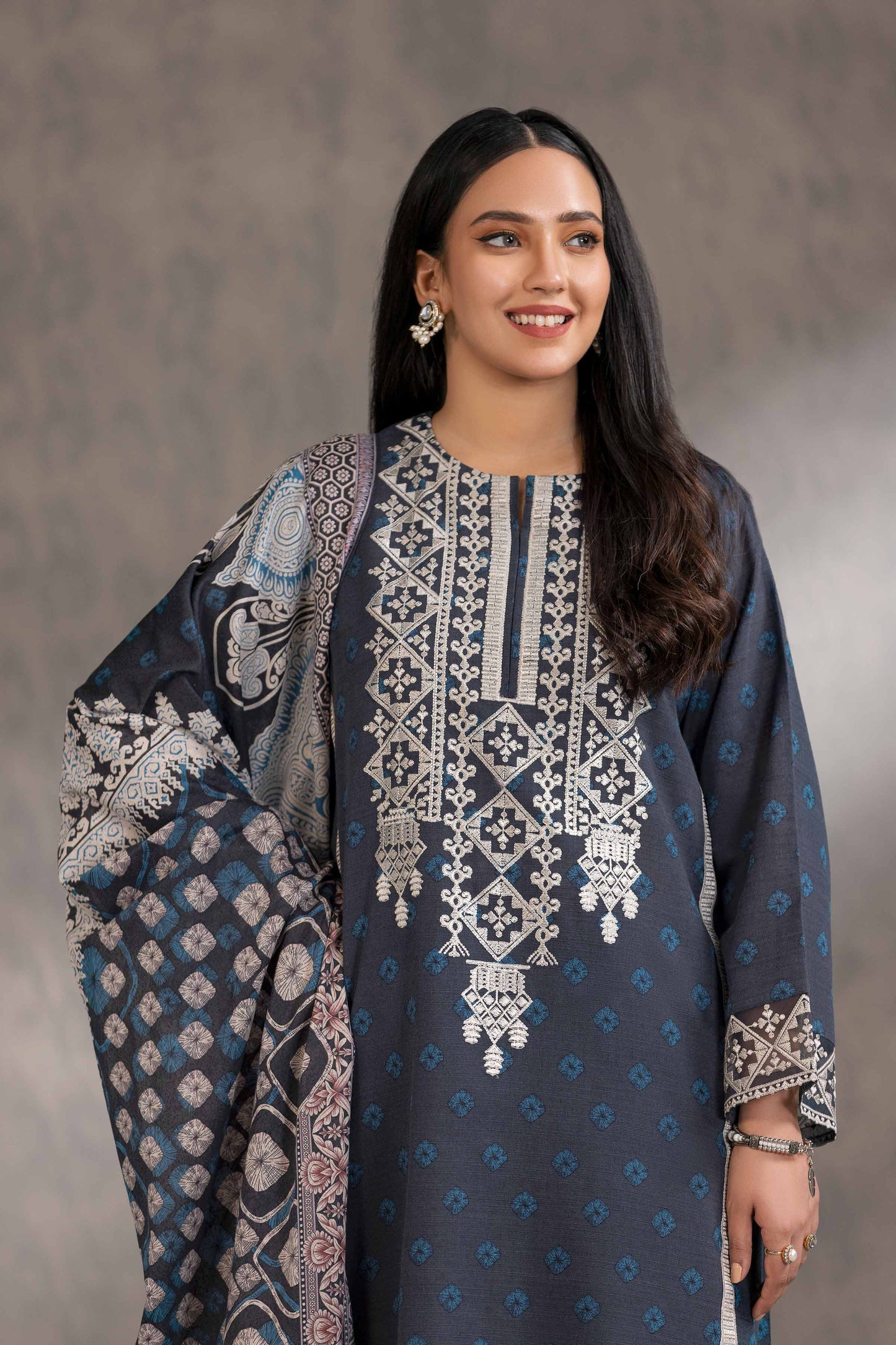 Nishat Linen - 3 Piece - Printed Embroidered Suit - 42303220