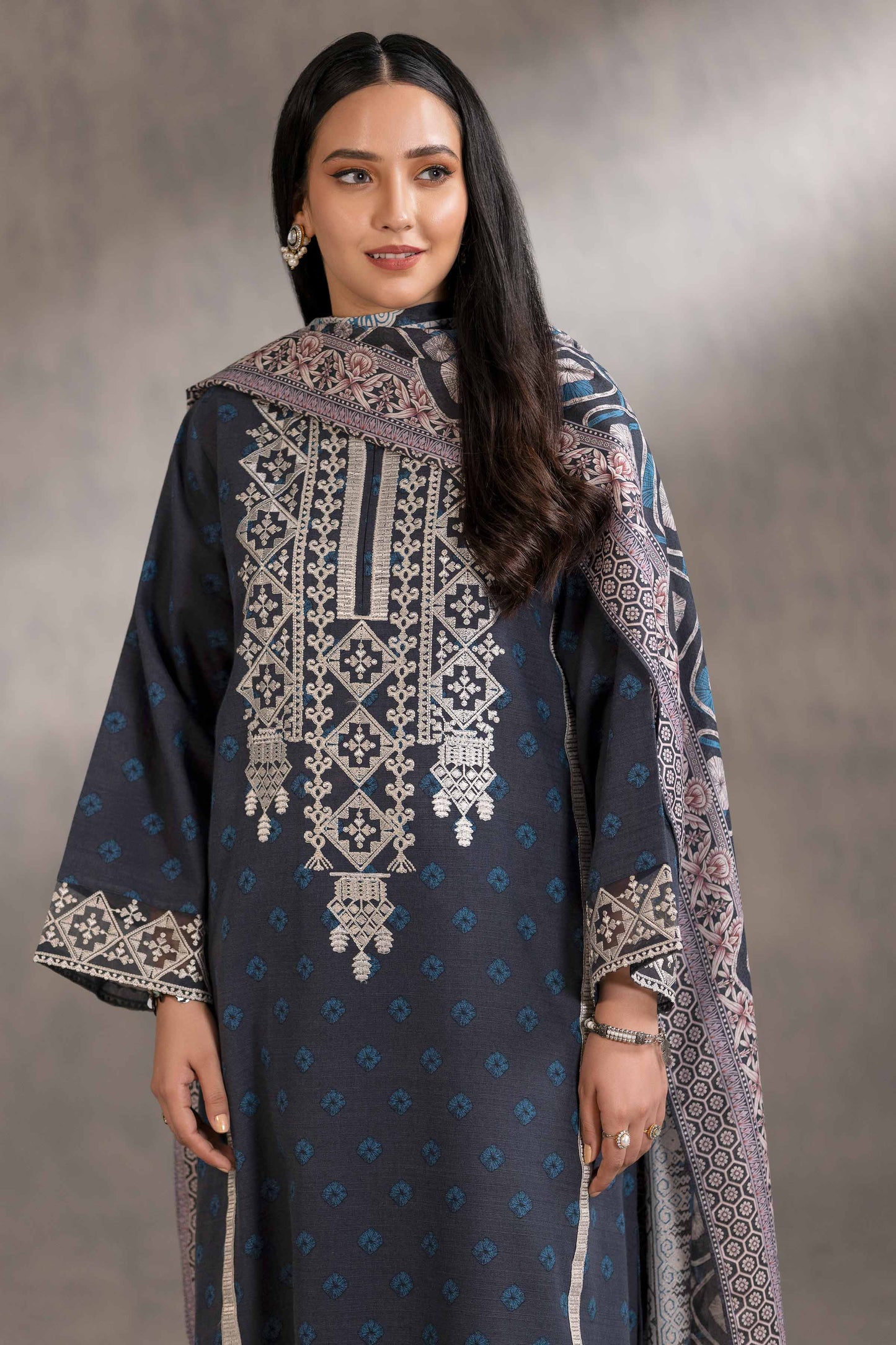 Nishat Linen - 3 Piece - Printed Embroidered Suit - 42303220