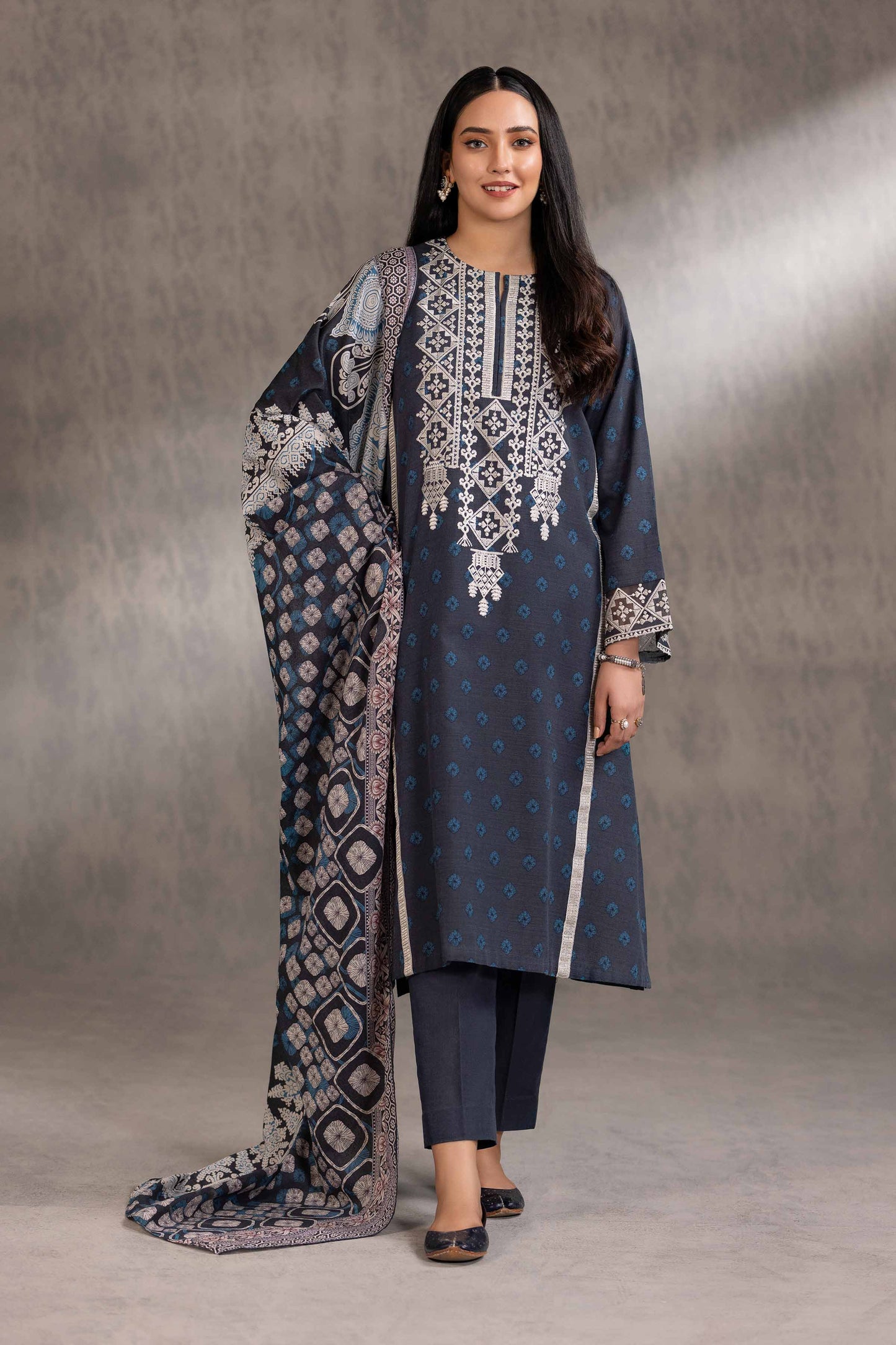 Nishat Linen - 3 Piece - Printed Embroidered Suit - 42303220