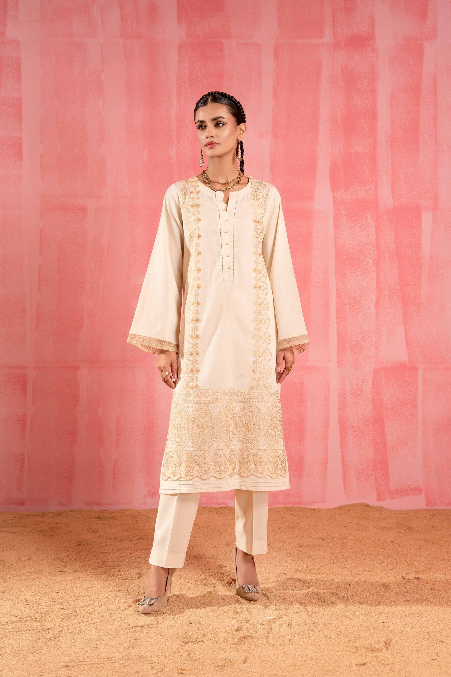 Nishat Linen - 2 Piece - Dyed Embroidered Suit - 42303242