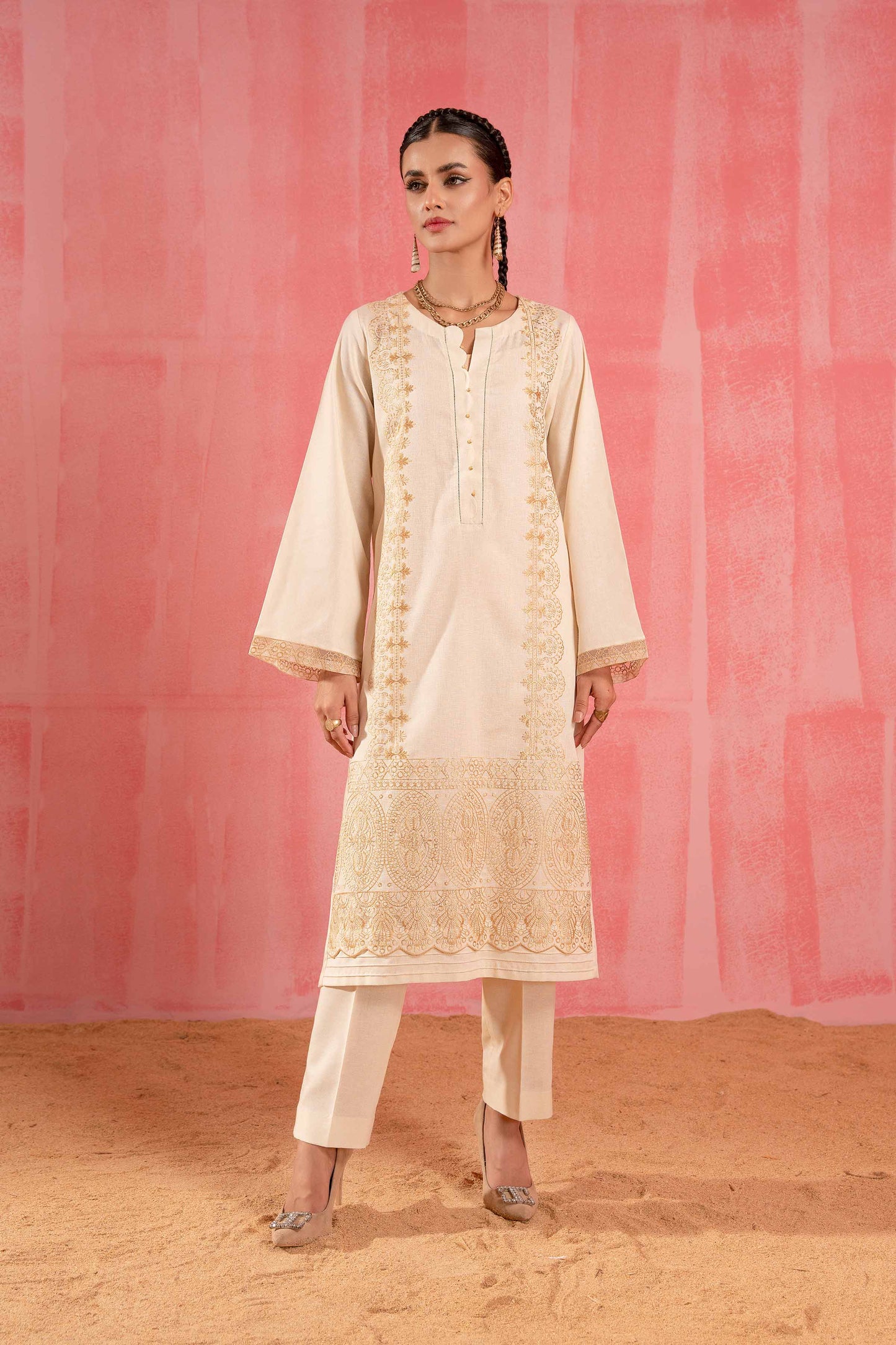 Nishat Linen - 2 Piece - Dyed Embroidered Suit - 42303242