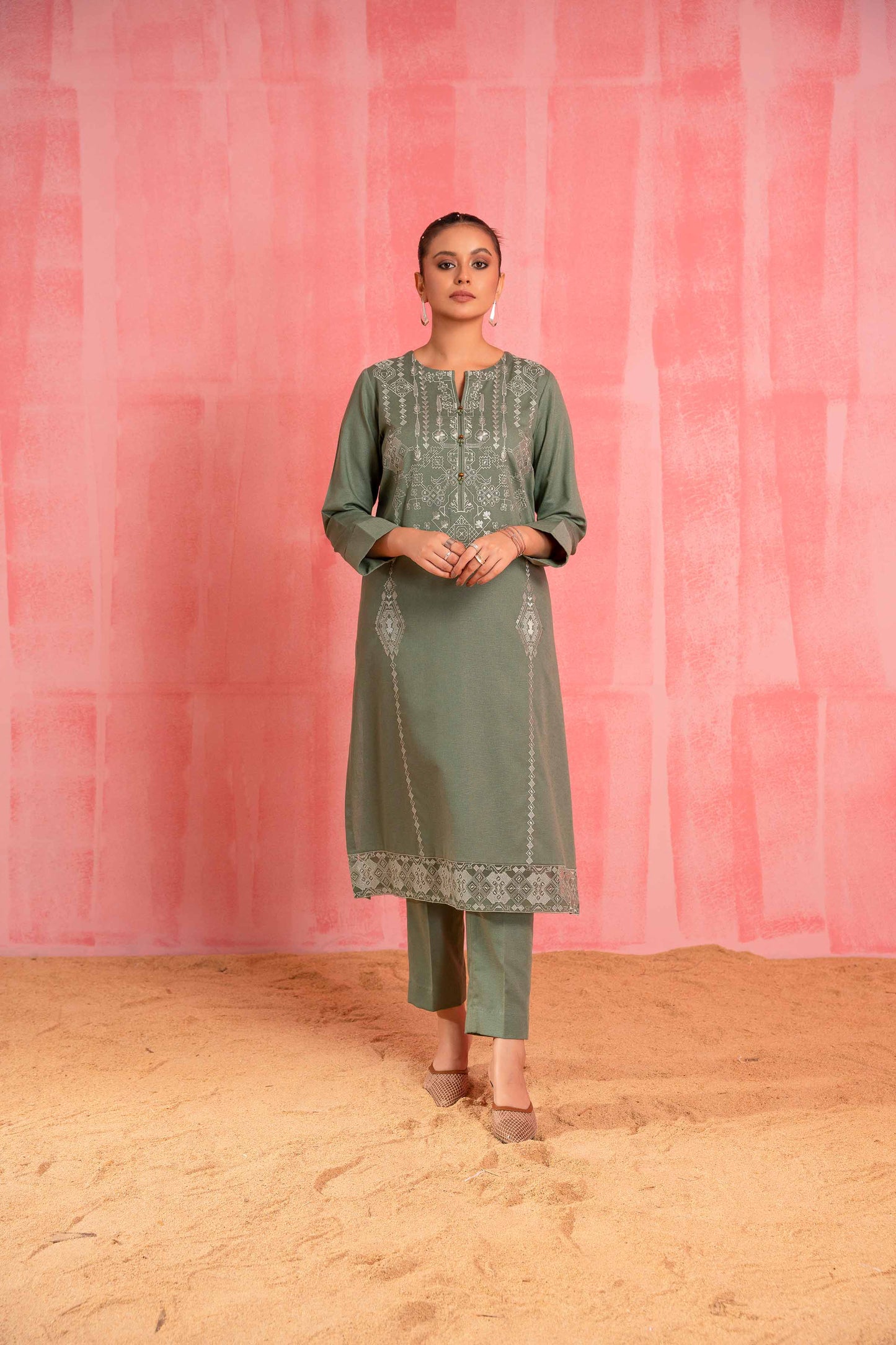 Nishat Linen - 2 Piece - Dyed Embroidered Suit - 42303245