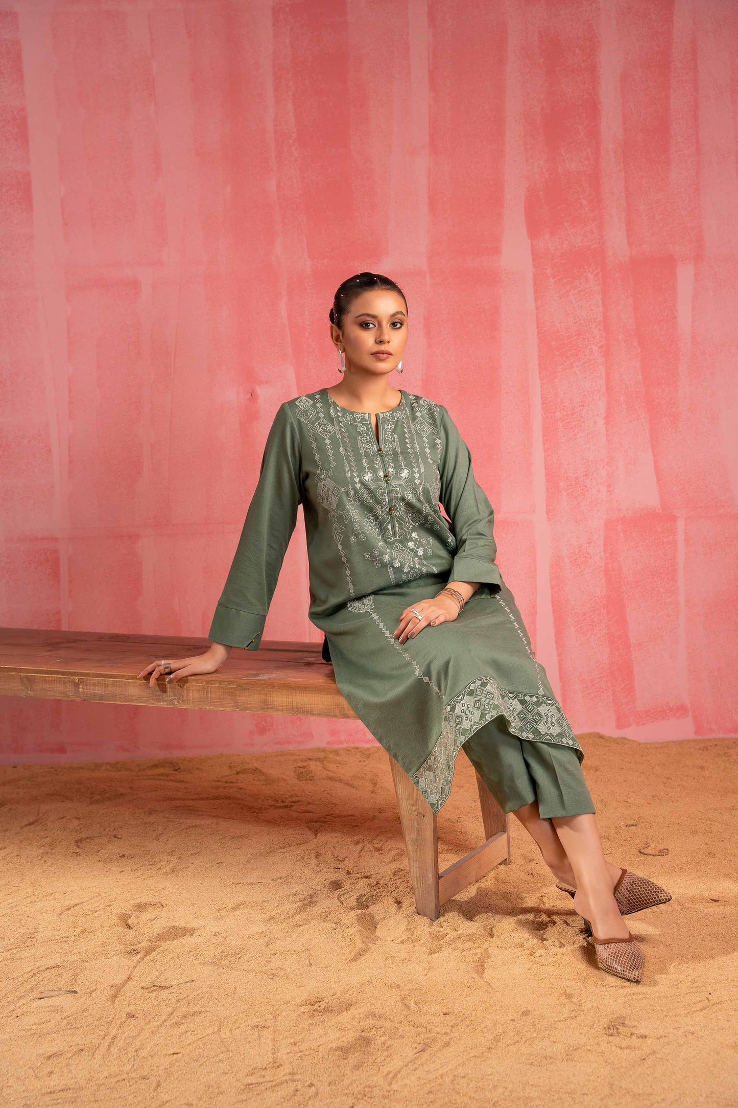 Nishat Linen - 2 Piece - Dyed Embroidered Suit - 42303245