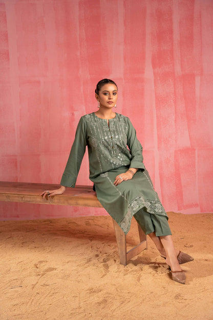 Nishat Linen - 2 Piece - Dyed Embroidered Suit - 42303245