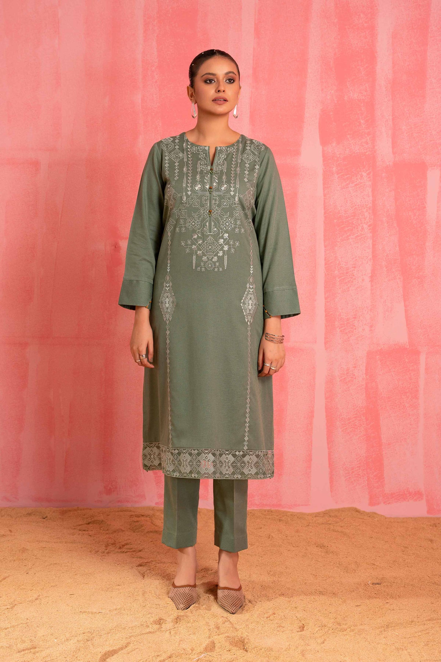 Nishat Linen - 2 Piece - Dyed Embroidered Suit - 42303245