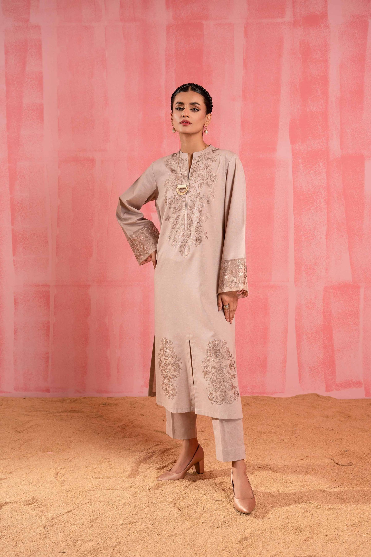 Nishat Linen - 2 Piece - Dyed Embroidered Suit - 42303253