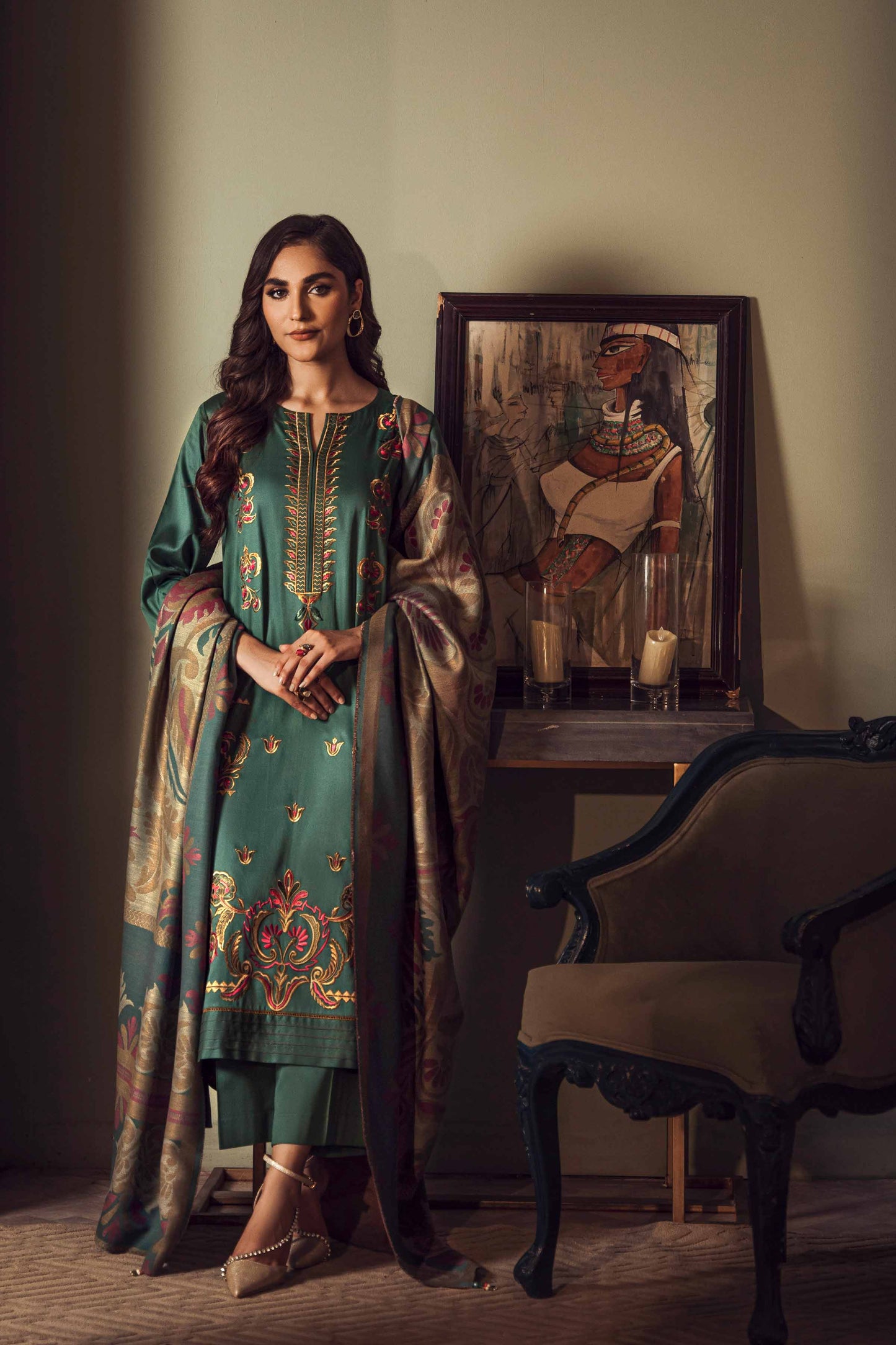 Nishat Linen - 3 Piece - Embroidered Suit - 42303376