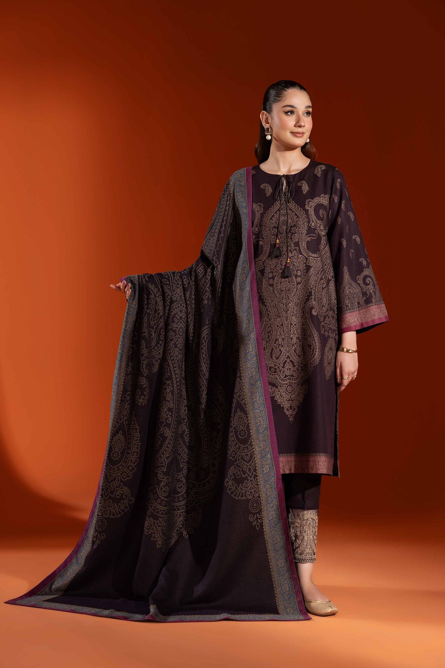 Nishat Linen - 3 Piece - Jacquard Embroidered Suit - 42303403