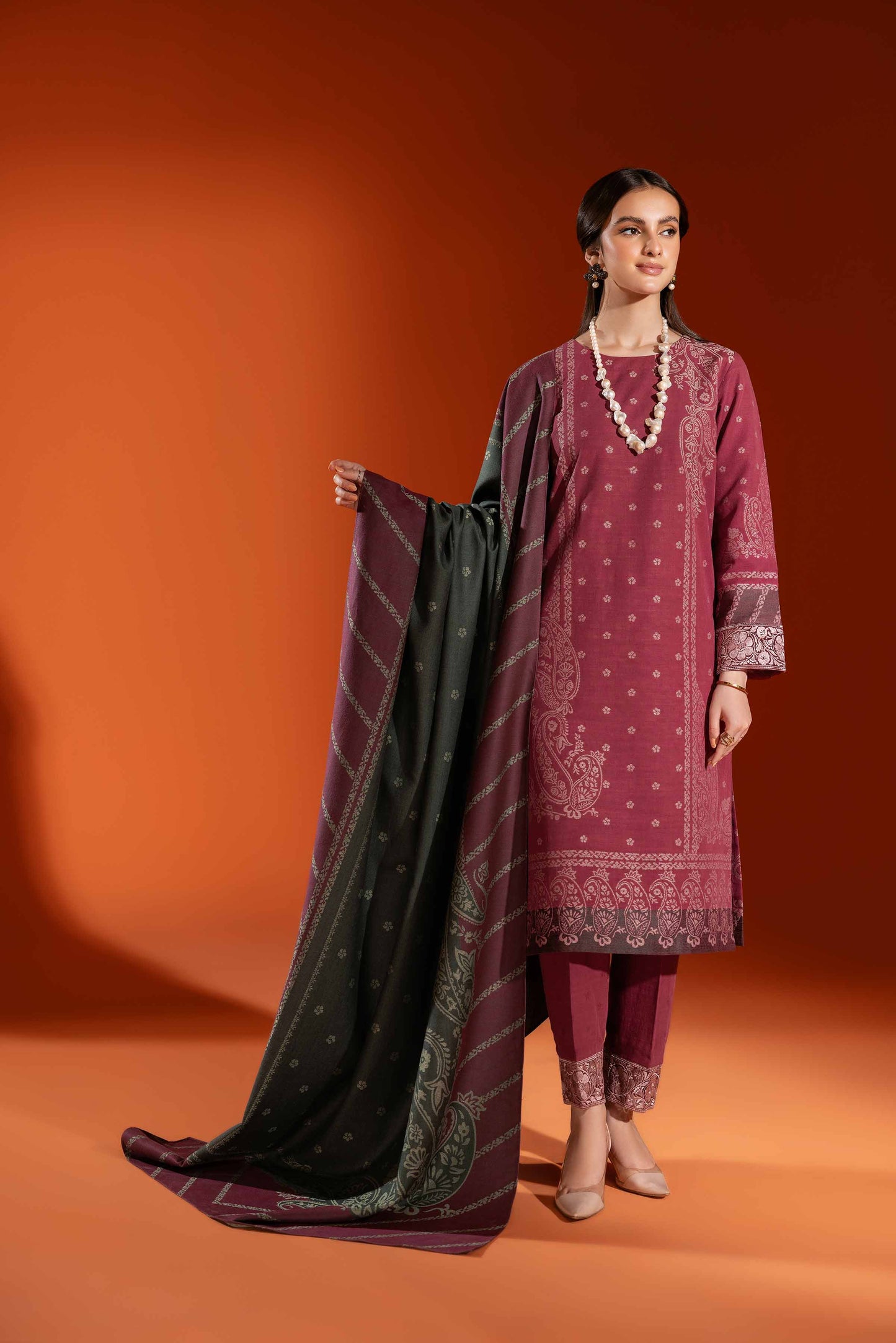 Nishat Linen - 3 Piece - Jacquard Embroidered Suit - 42303404